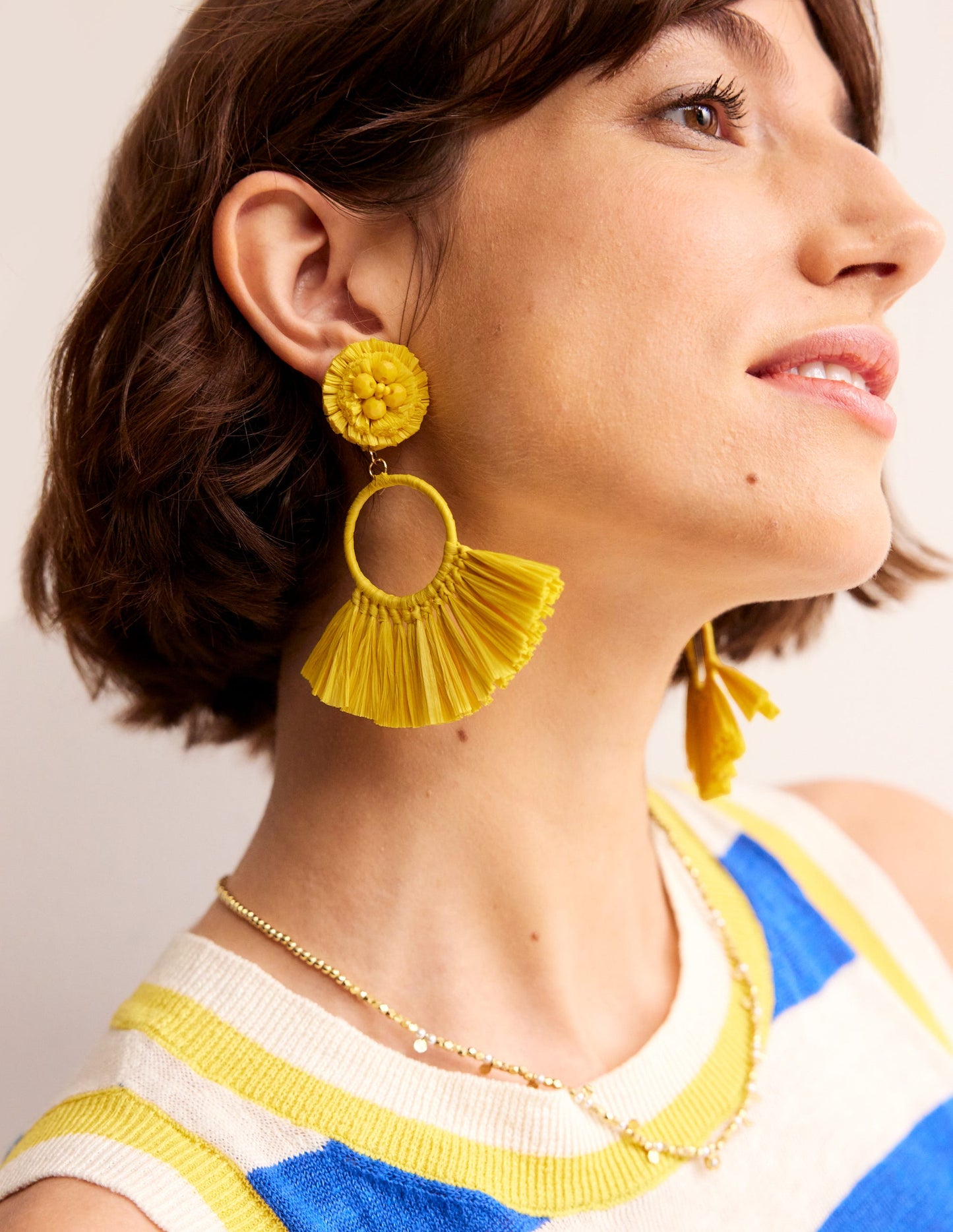 Boucles d'oreilles à pampilles-Jaune soleil chaud