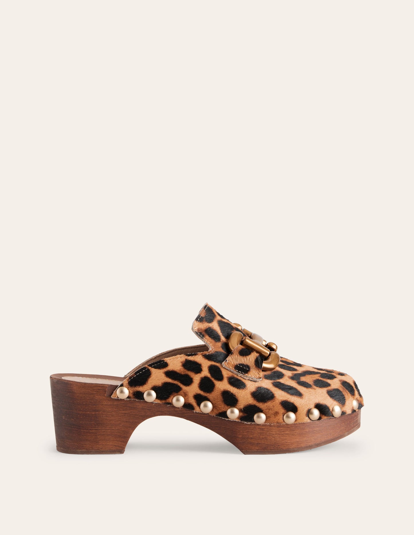 Iris Absatz-Clogs mit Trensendetail-Klassisches Leopardenmuster