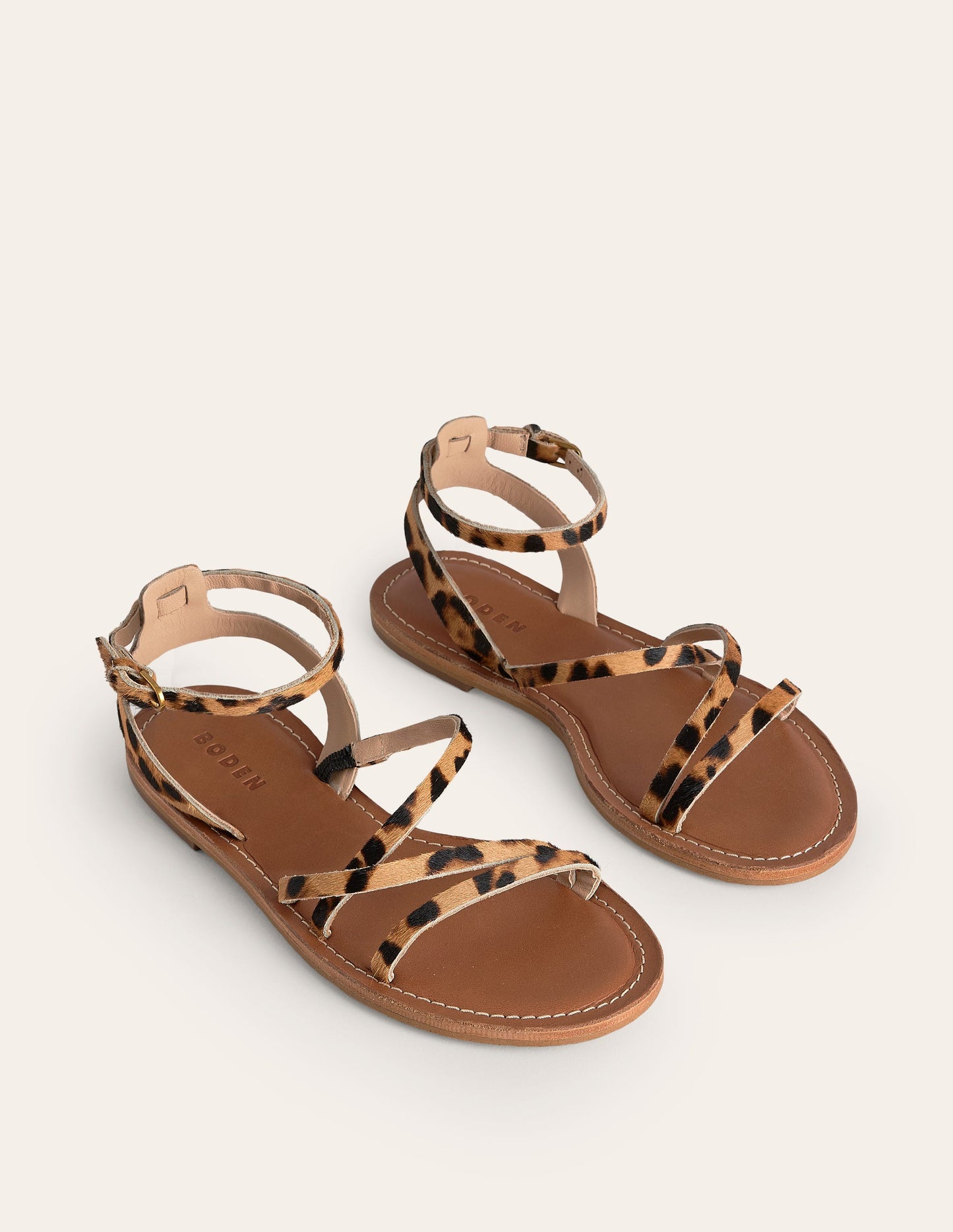 Sandales plates pour tous les jours-Klassisches Leopardenmuster Ponyhaar