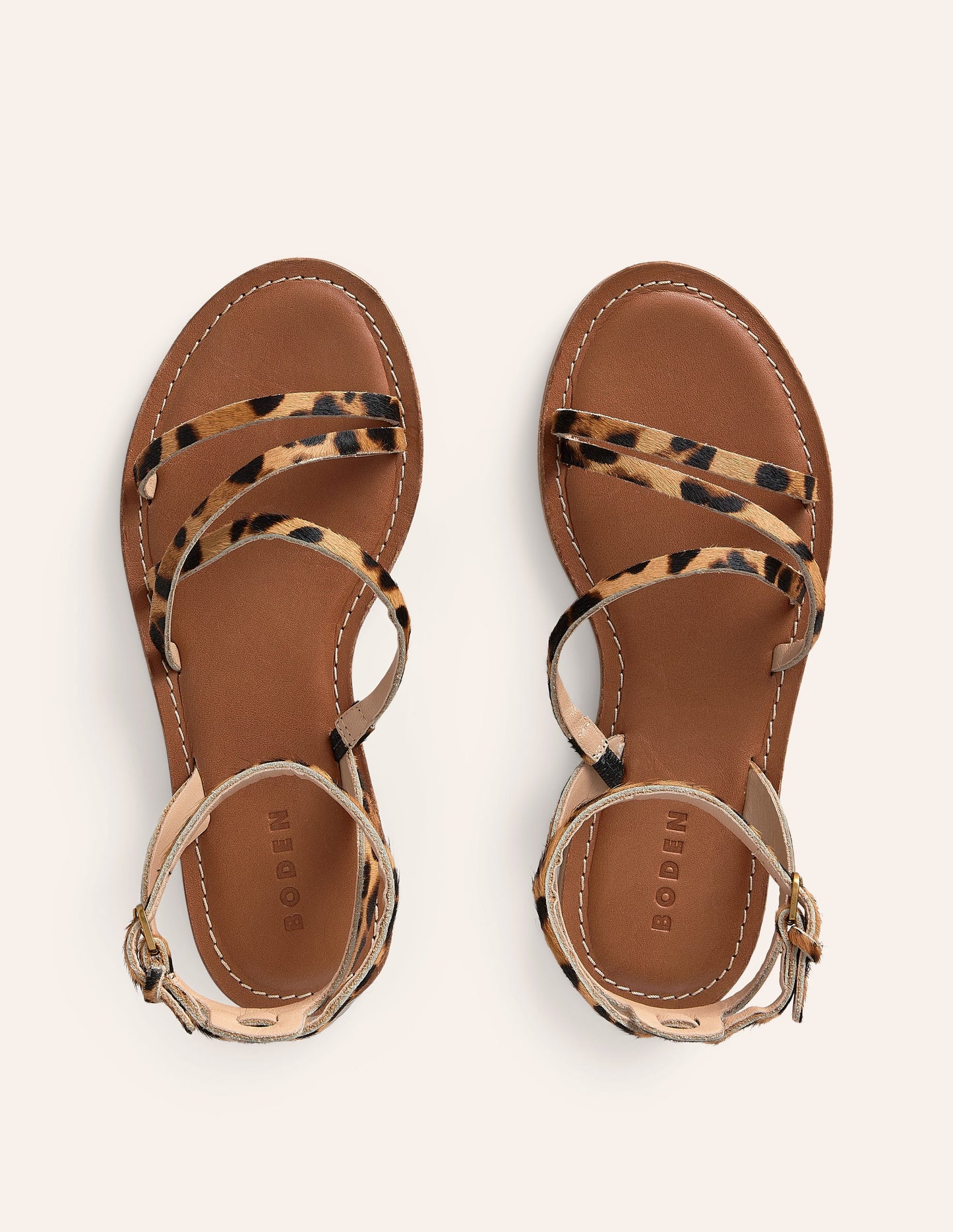 Sandales plates pour tous les jours-Klassisches Leopardenmuster Ponyhaar