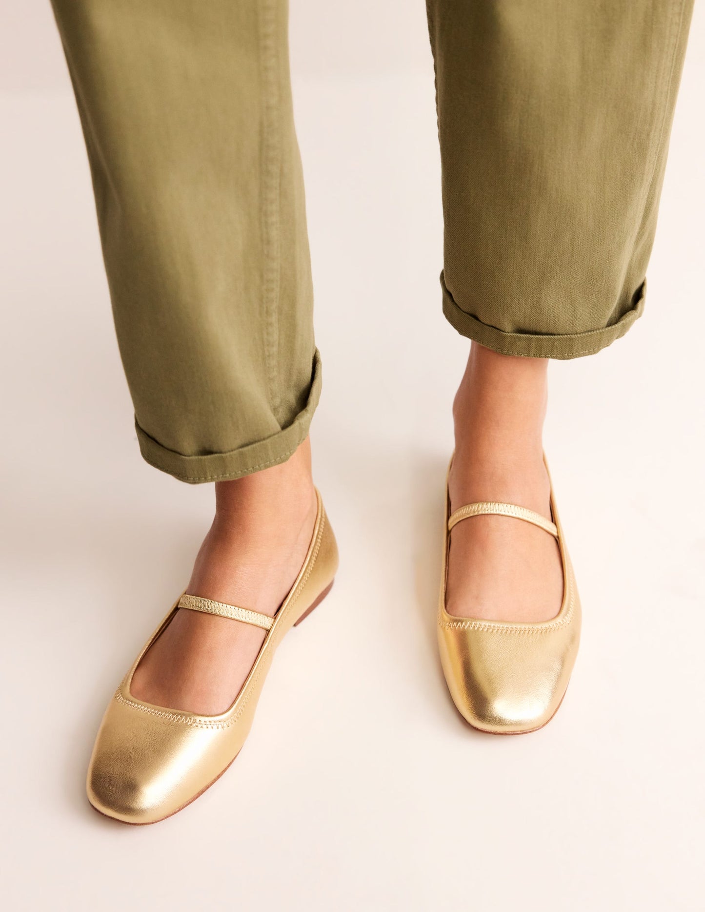 Thea Mary-Jane-Ballerinas-Gold Metallic-Leder