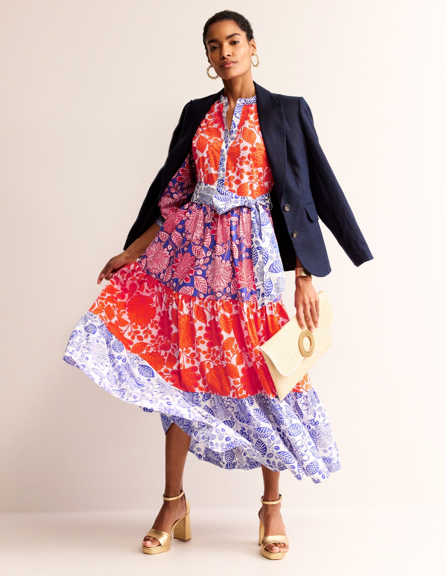 Alba Gestuftes Maxikleid aus Baumwolle-Feuerwerk, Gardenia Swirl