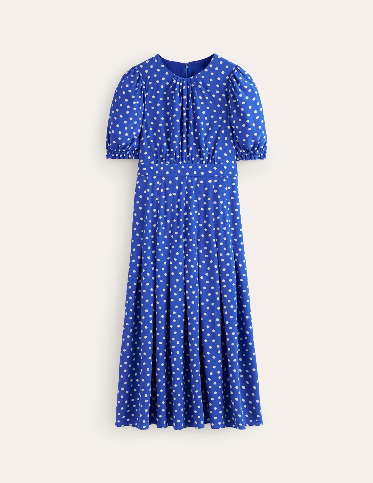 Robe midi Liv plissée-Bleu connecté, pois abstraits