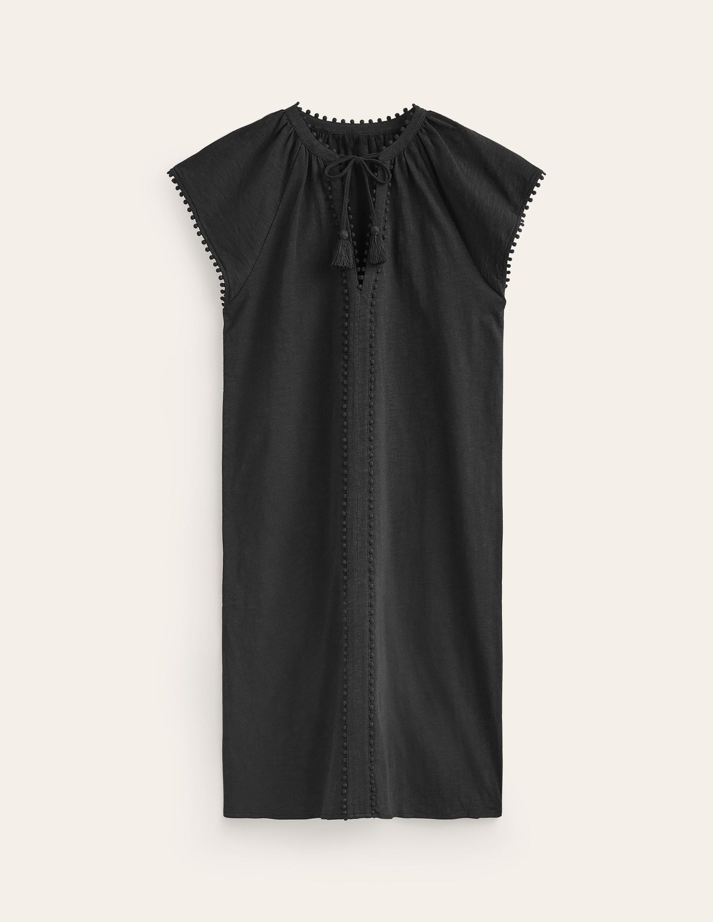 Robe Millie à pompons en coton-Noir