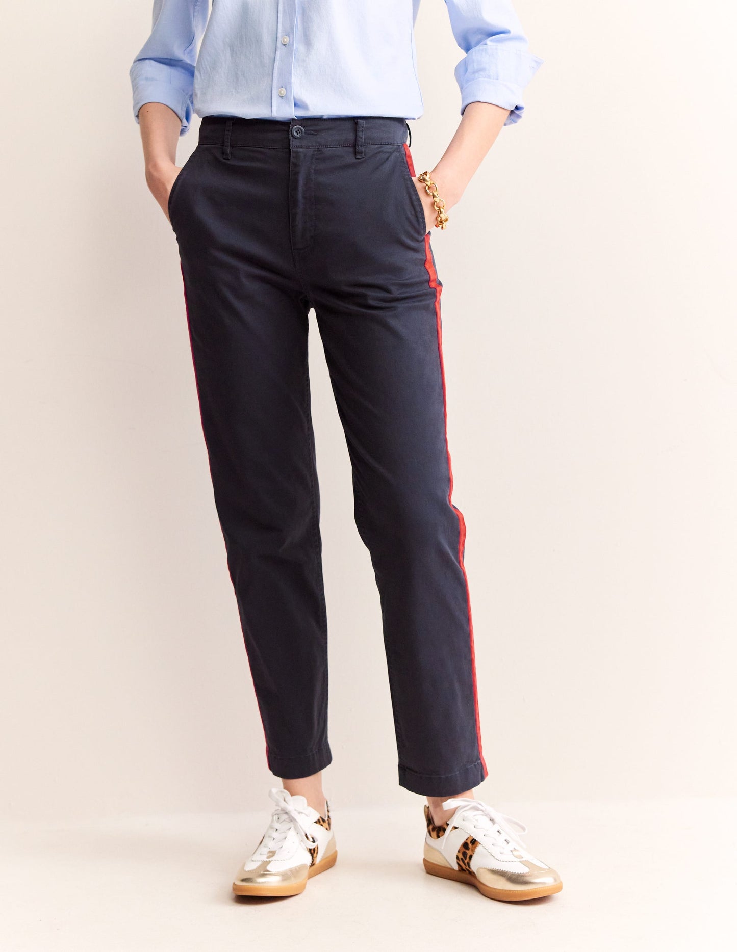 Barnsbury Chinohose-Marineblau Seitenstreifen
