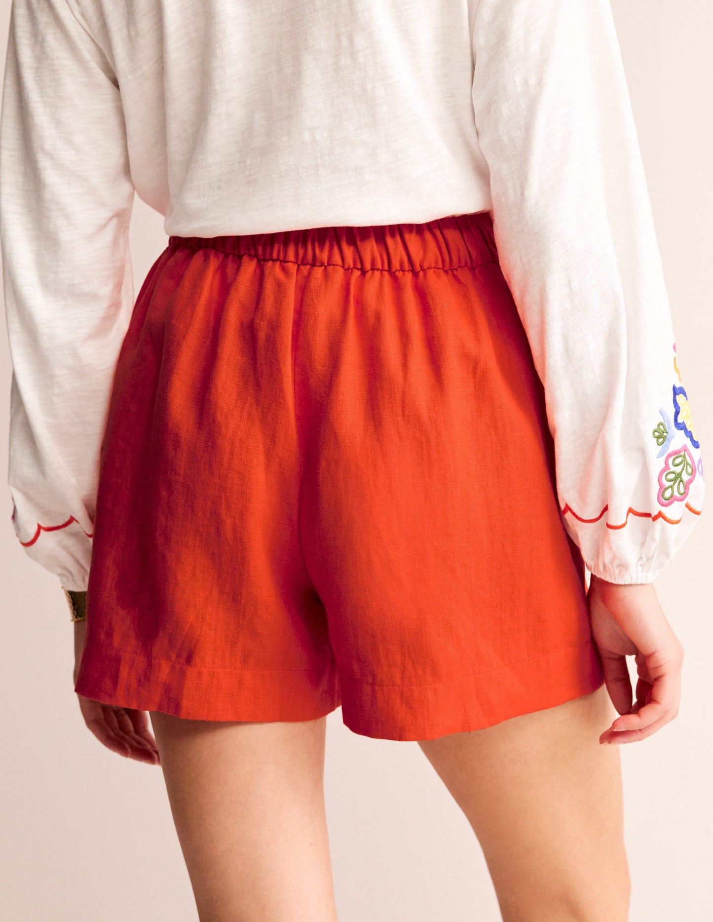 Short Hampstead en lin-Orange mandarine