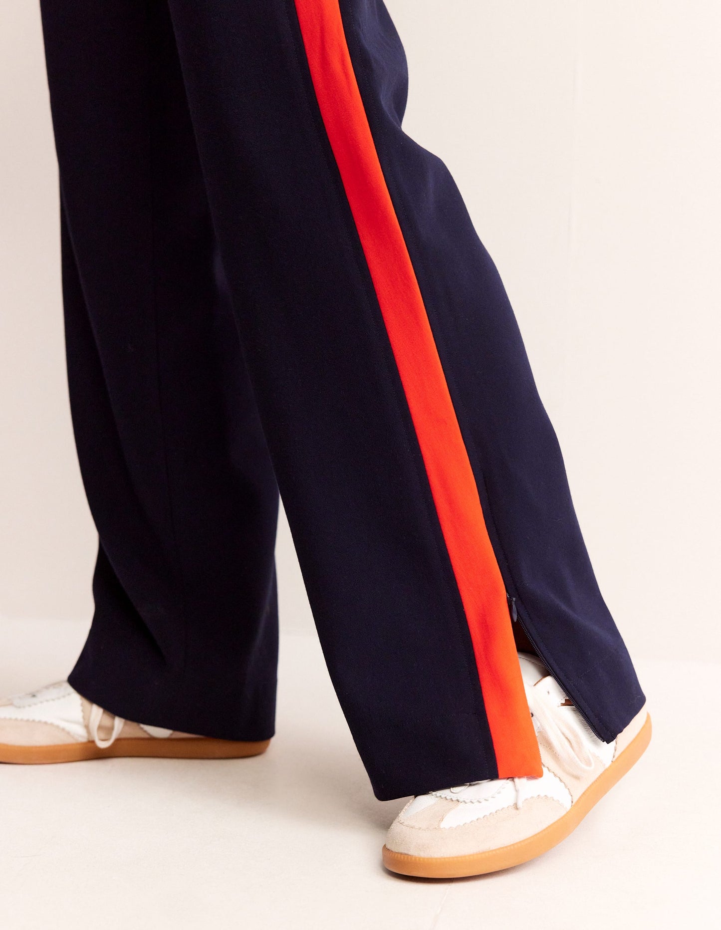 Pantalon rayé sur les côtés à enfiler-Rayé bleu marine et rouge