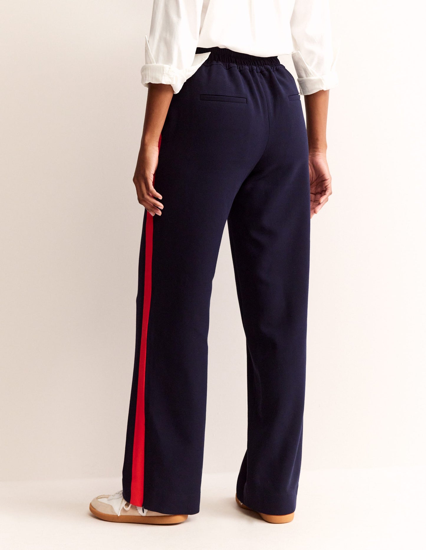 Pantalon rayé sur les côtés à enfiler-Rayé bleu marine et rouge