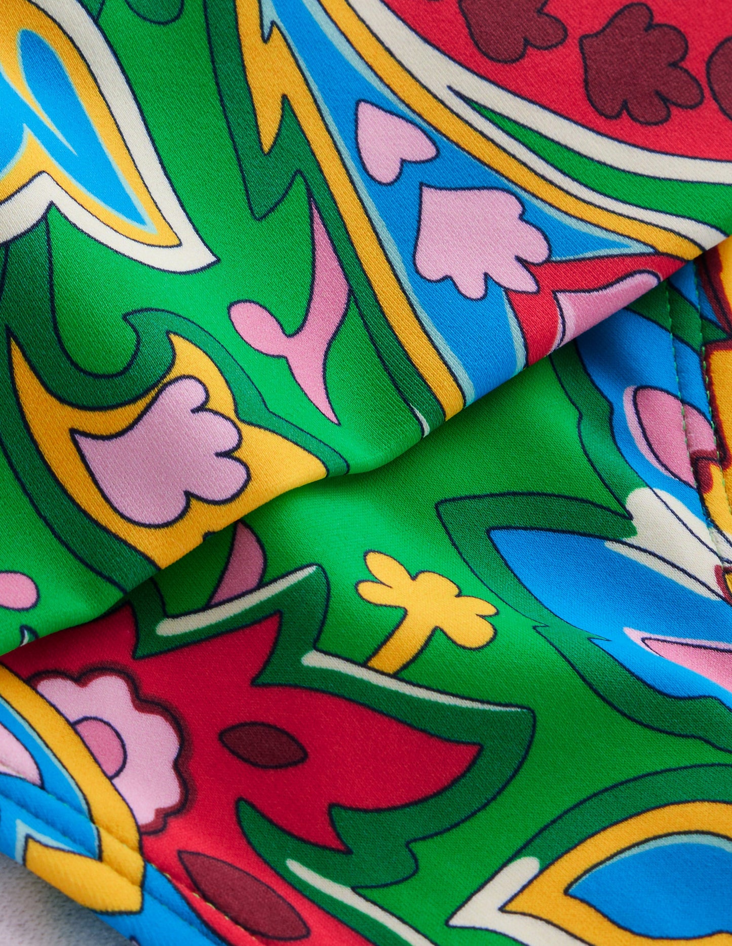 Klassische Bikinihose mit umgeschlagenem Bund-Kelly Grün, Paisley Azurblau