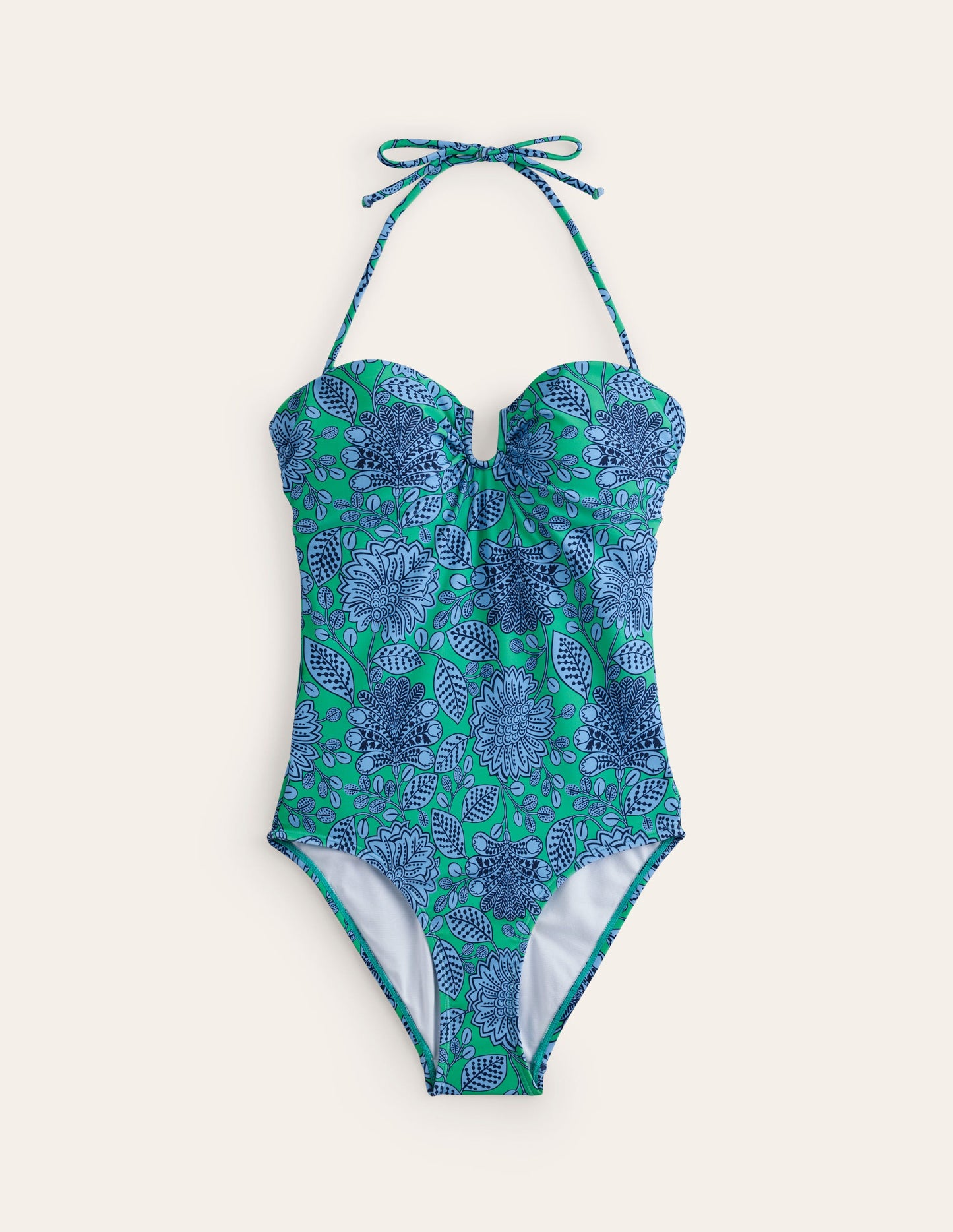 Badeanzug mit U-Steg-Ming Grün, Gardenia Swirl