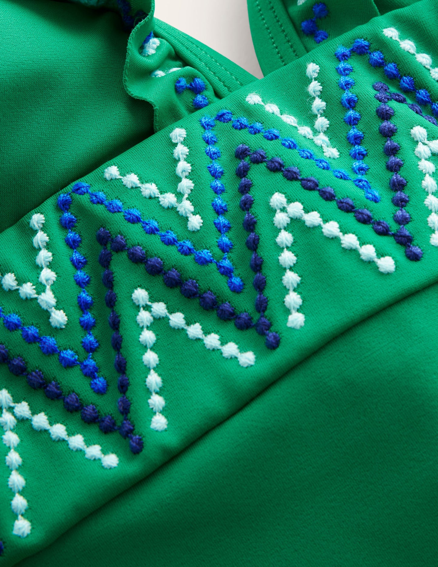 Bestickter Badeanzug mit Rüschen-Aquamarine