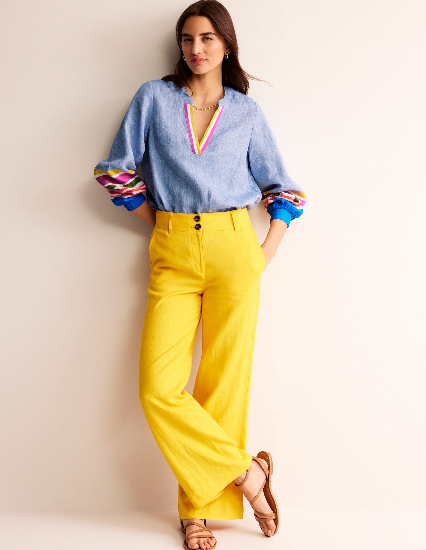 Top Alice en lin-Rayé multi bleu et varié