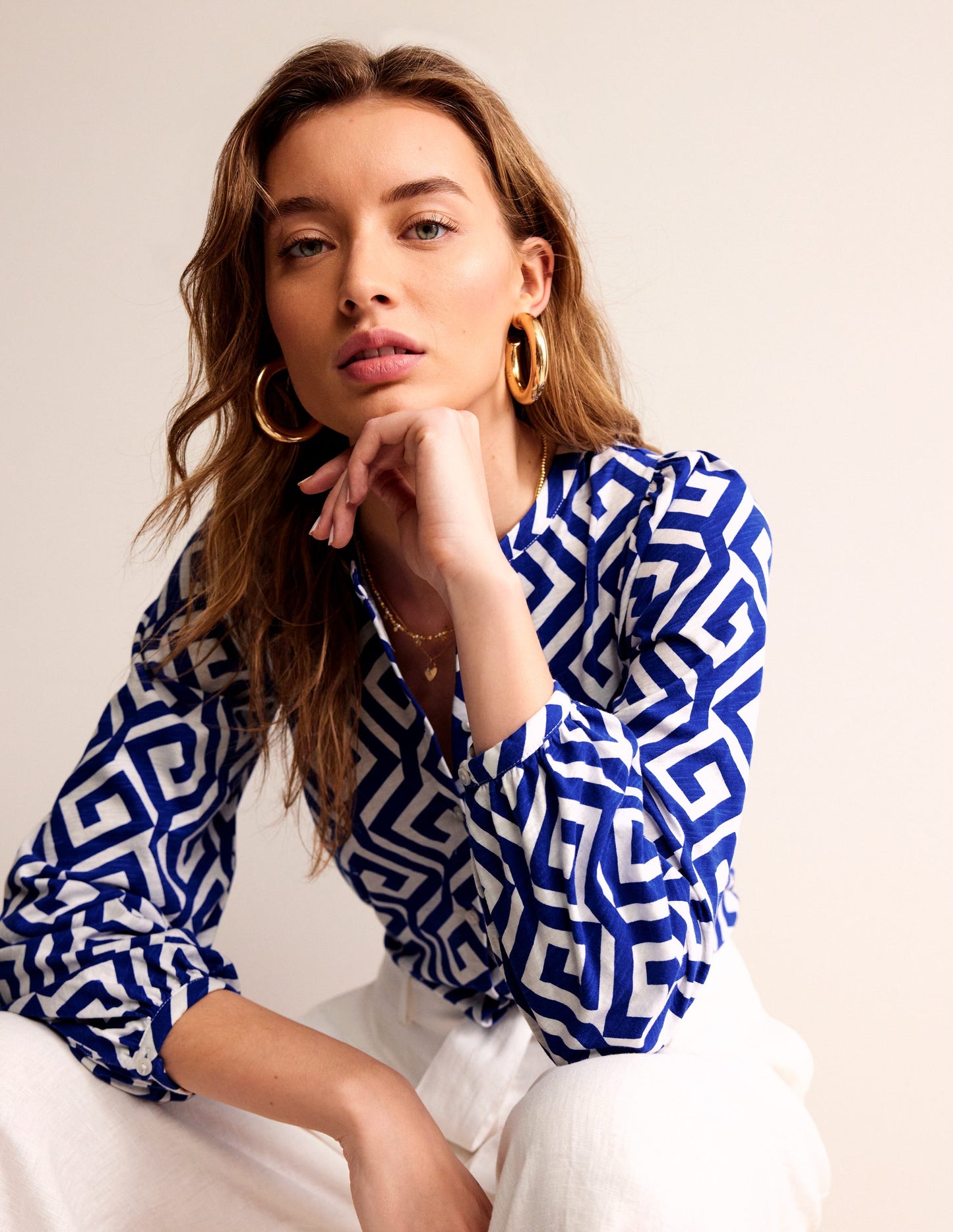 Chemise Marina en jersey-Bleu connecté, labyrinthe