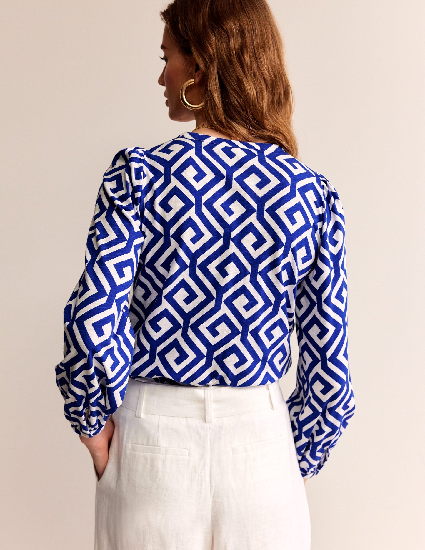 Chemise Marina en jersey-Bleu connecté, labyrinthe