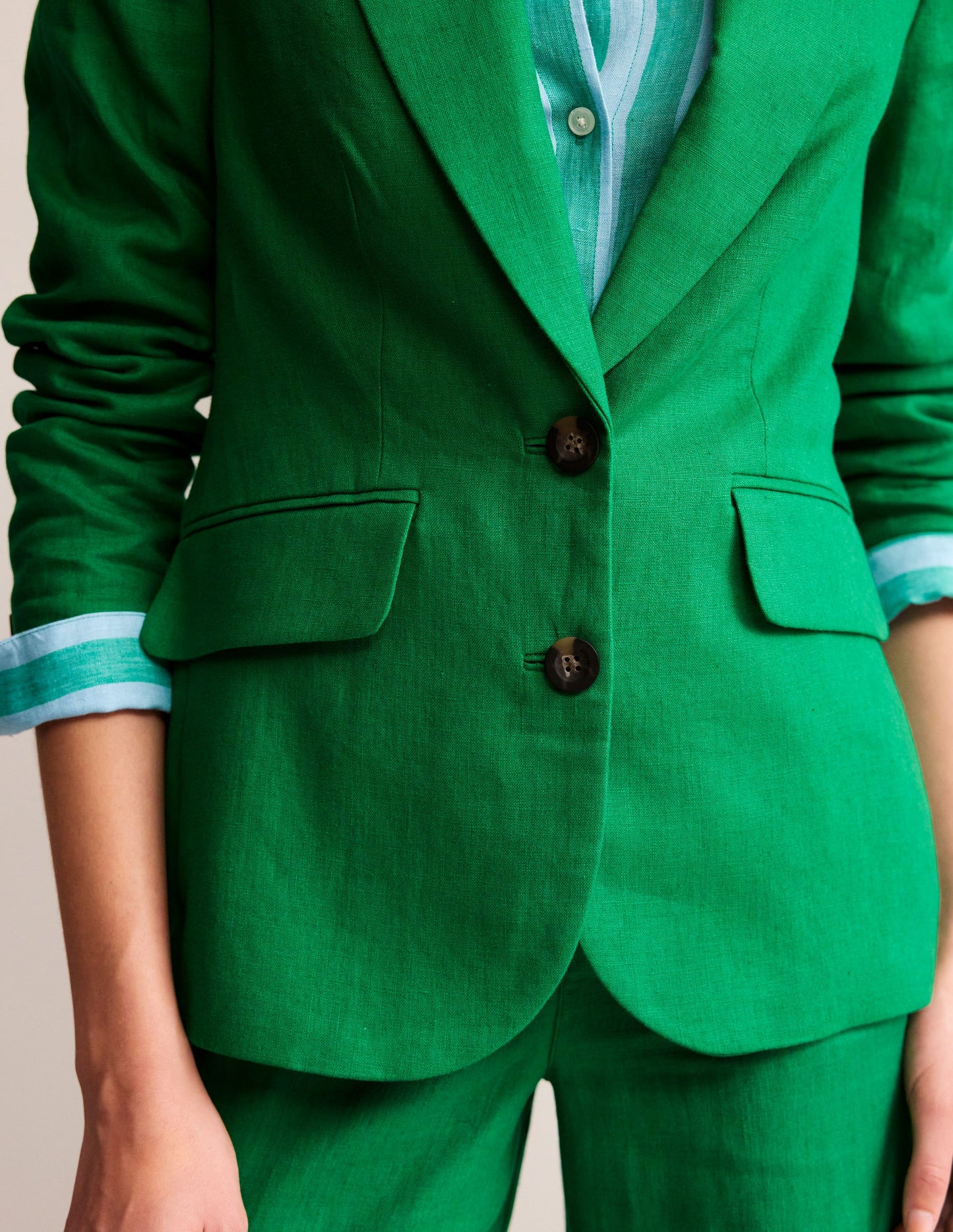 Blazer Marylebone en lin-Vert tambourin