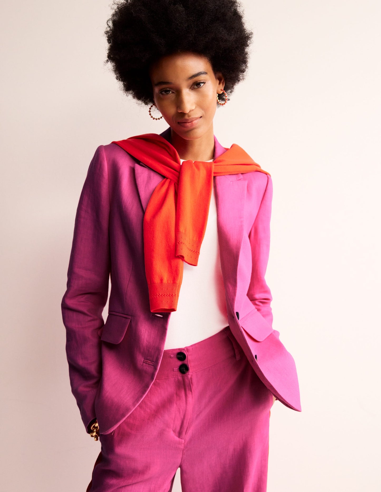 Blazer Marylebone en lin-Rose pop