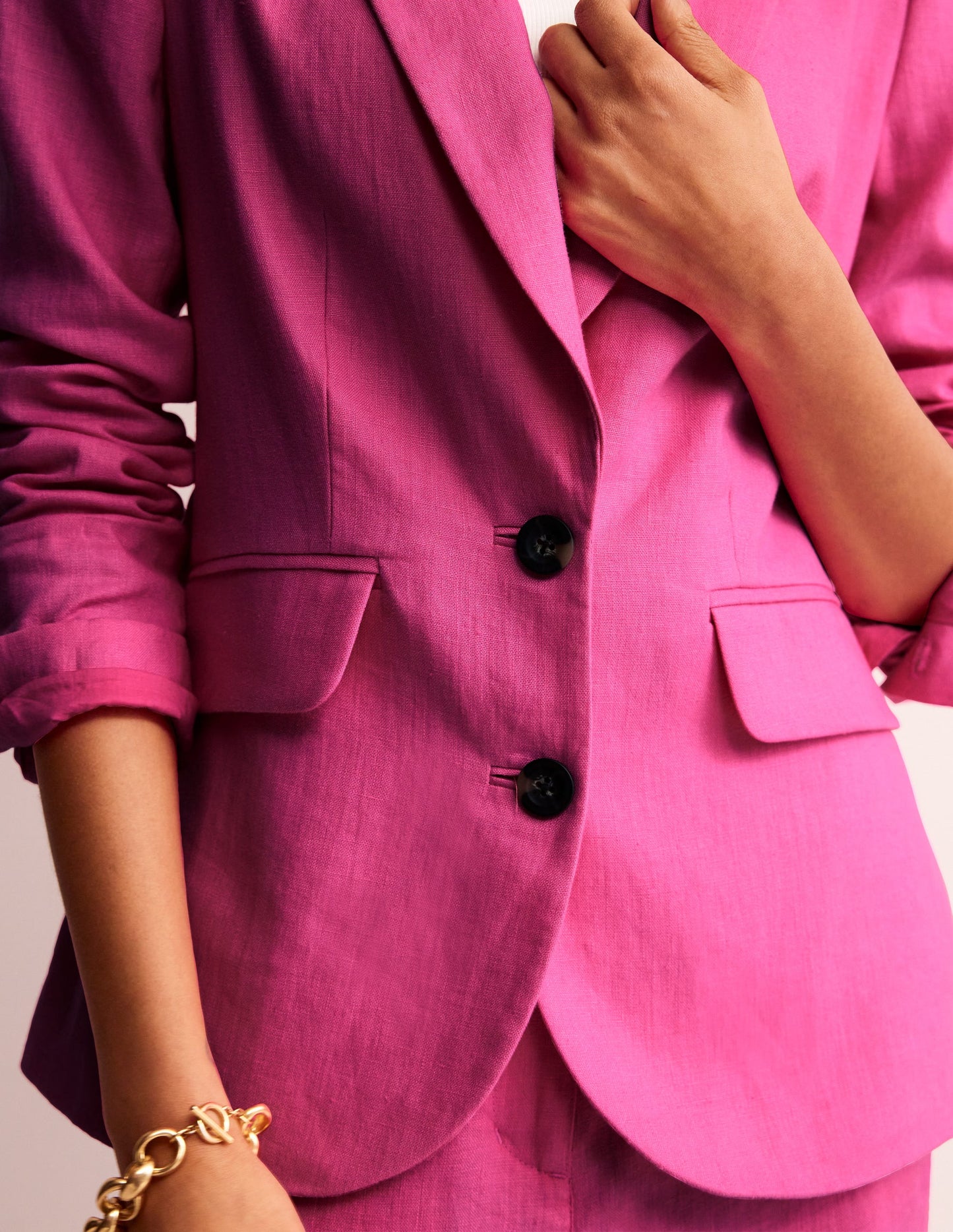 Blazer Marylebone en lin-Rose pop