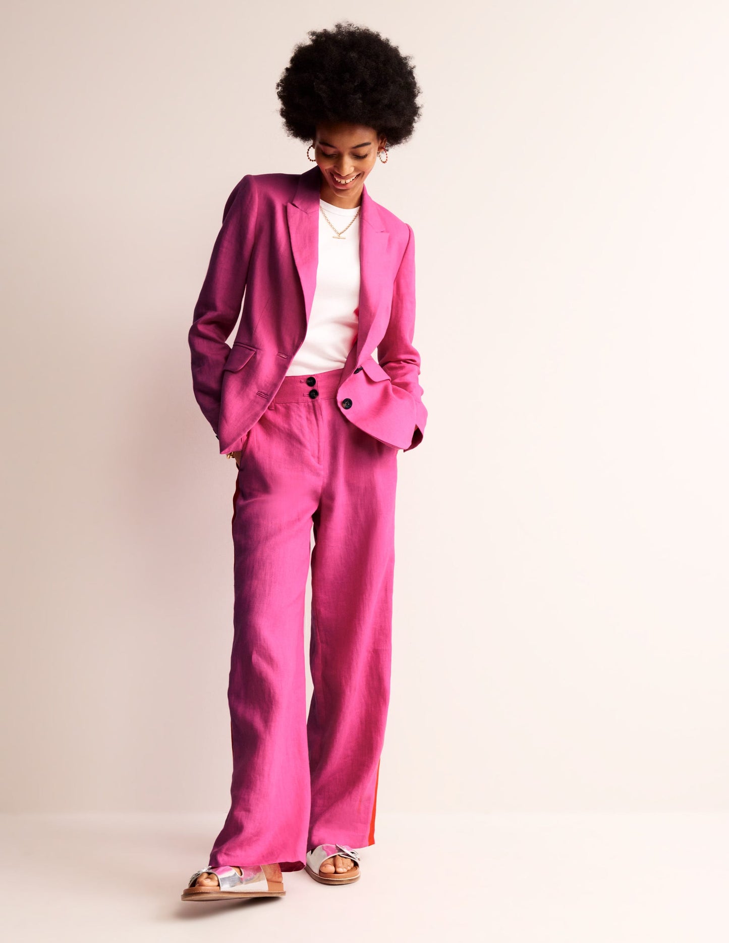 Blazer Marylebone en lin-Rose pop