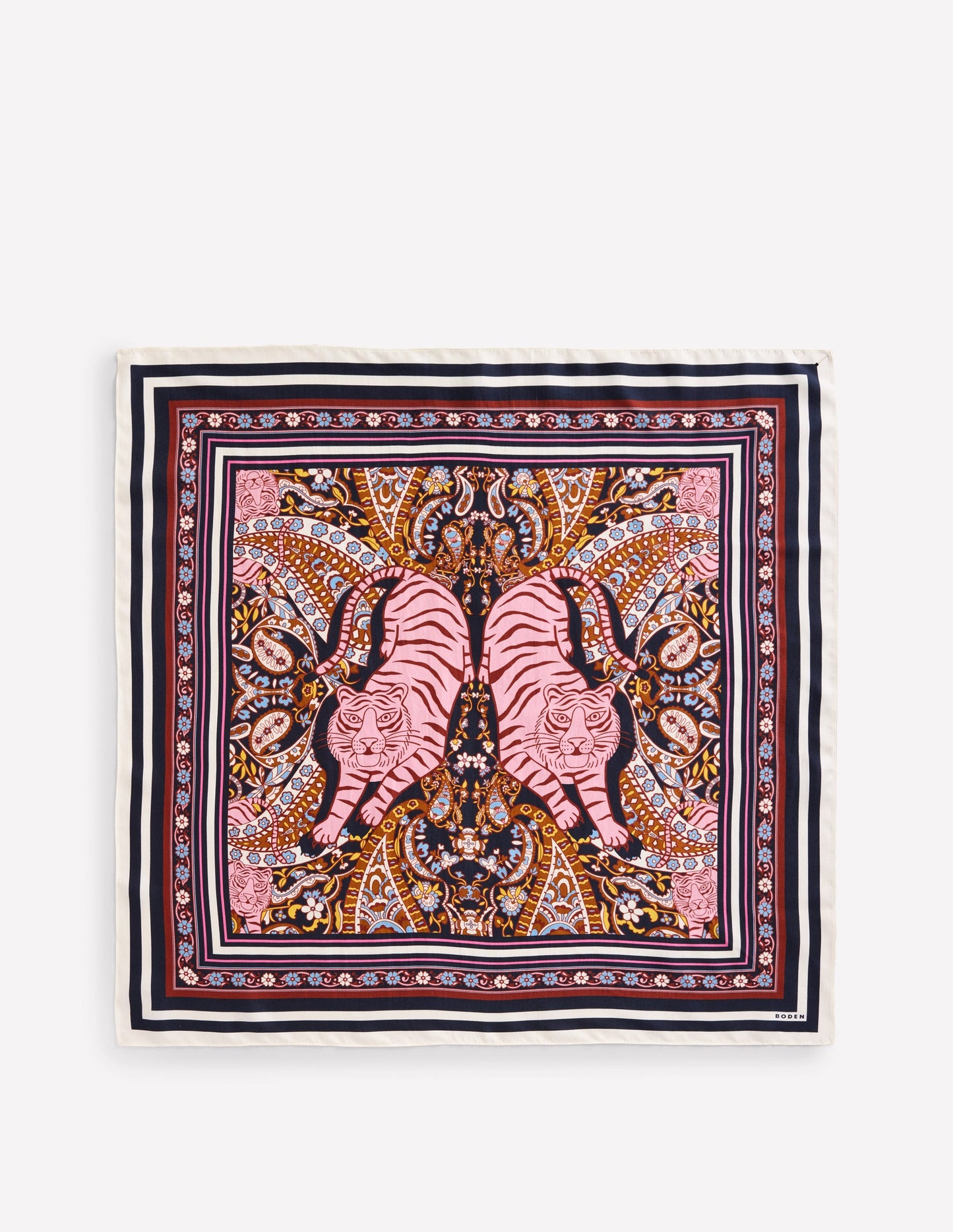 Foulard carré en soie-Multi, motif Botanical Paisley