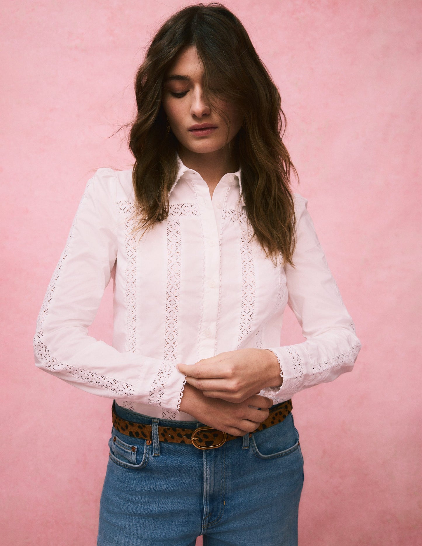 Klassischer Ledergürtel-Mohair, Leopardenmuster