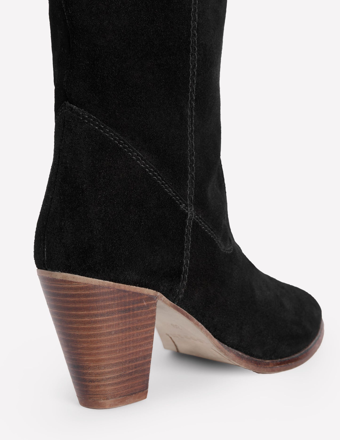 Bottes à talons hauteur genou avec bout en amande-Noir