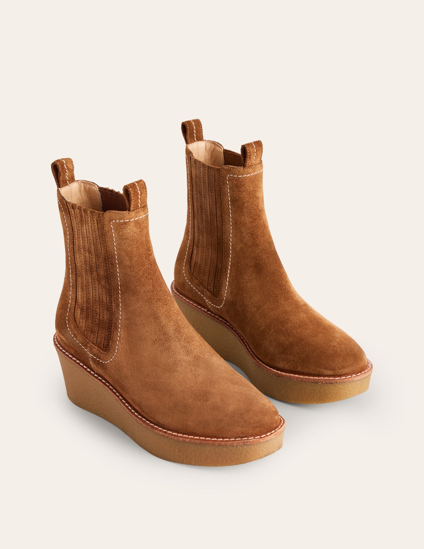 Stiefeletten mit Plateauabsatz-Hellbraun