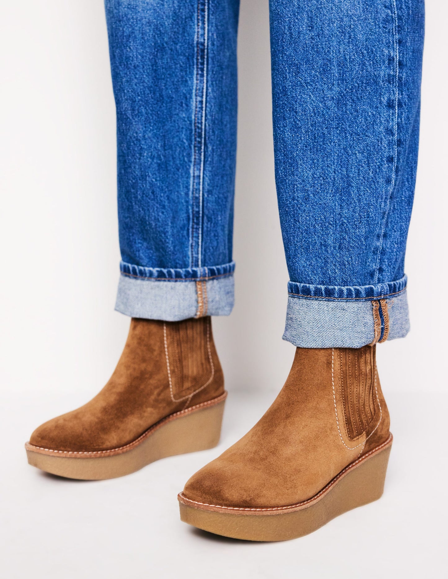 Stiefeletten mit Plateauabsatz-Hellbraun