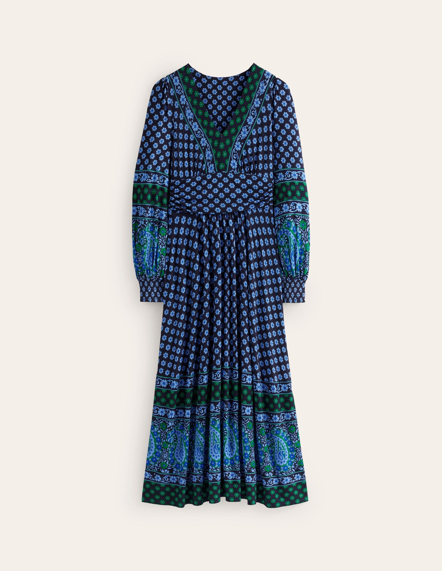 Daphne Maxikleid aus Jersey-Dämmerung blau, Paisley Kleiner Blumenstrauß
