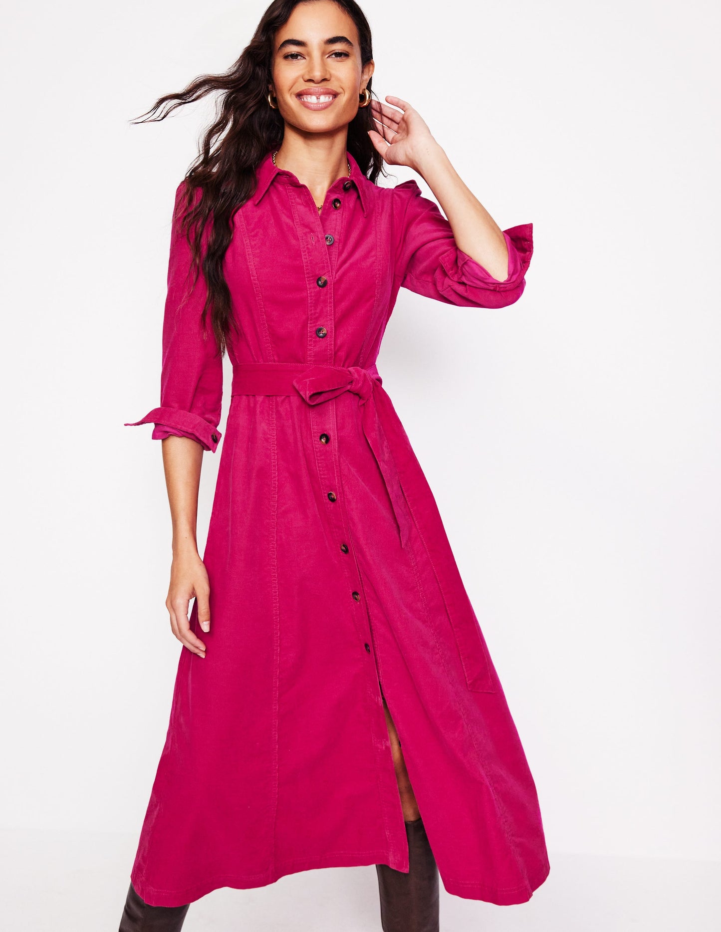 Robe-chemise midi Aubrey en velours côtelé-Arctic Constellation