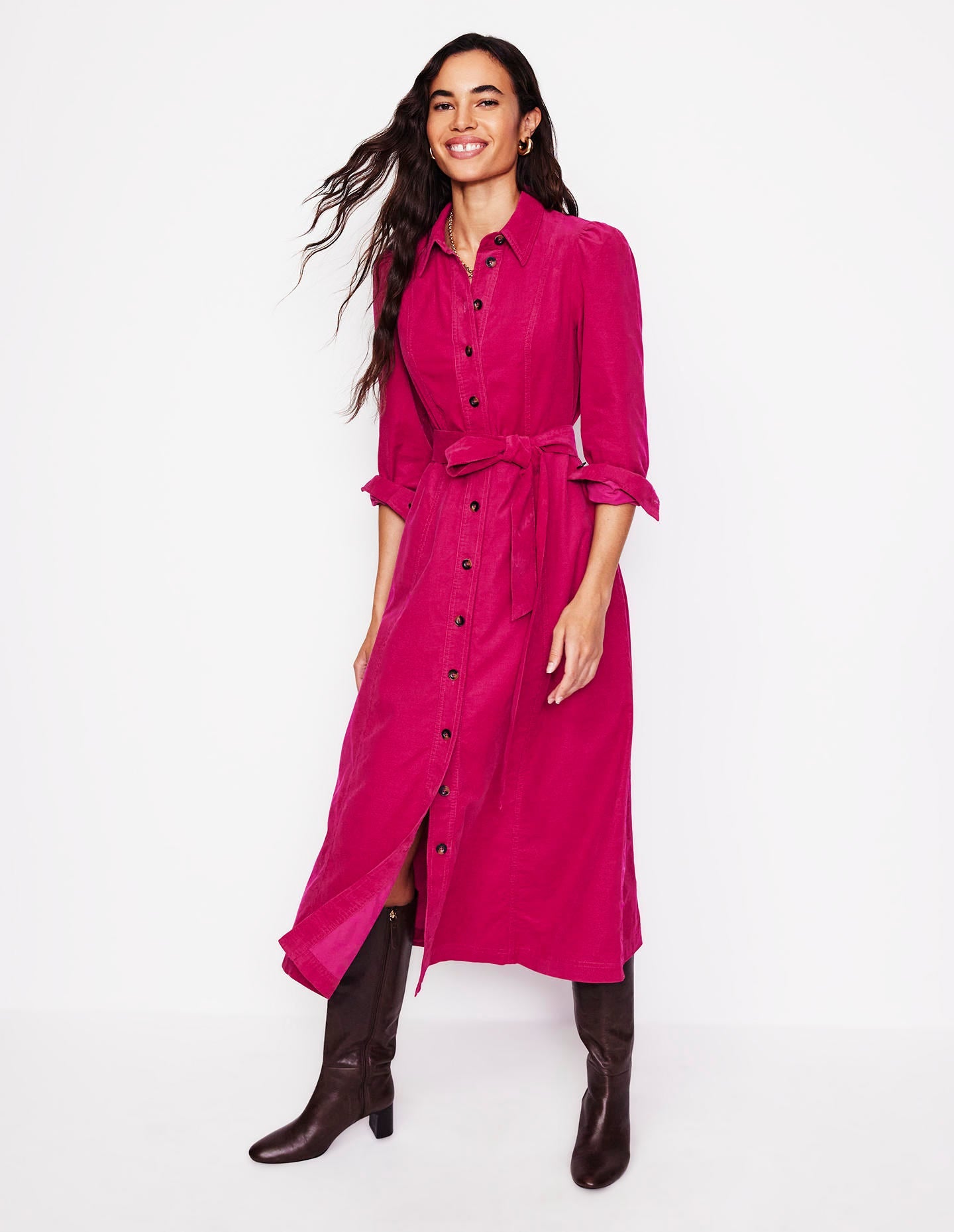 Robe-chemise midi Aubrey en velours côtelé-Arctic Constellation