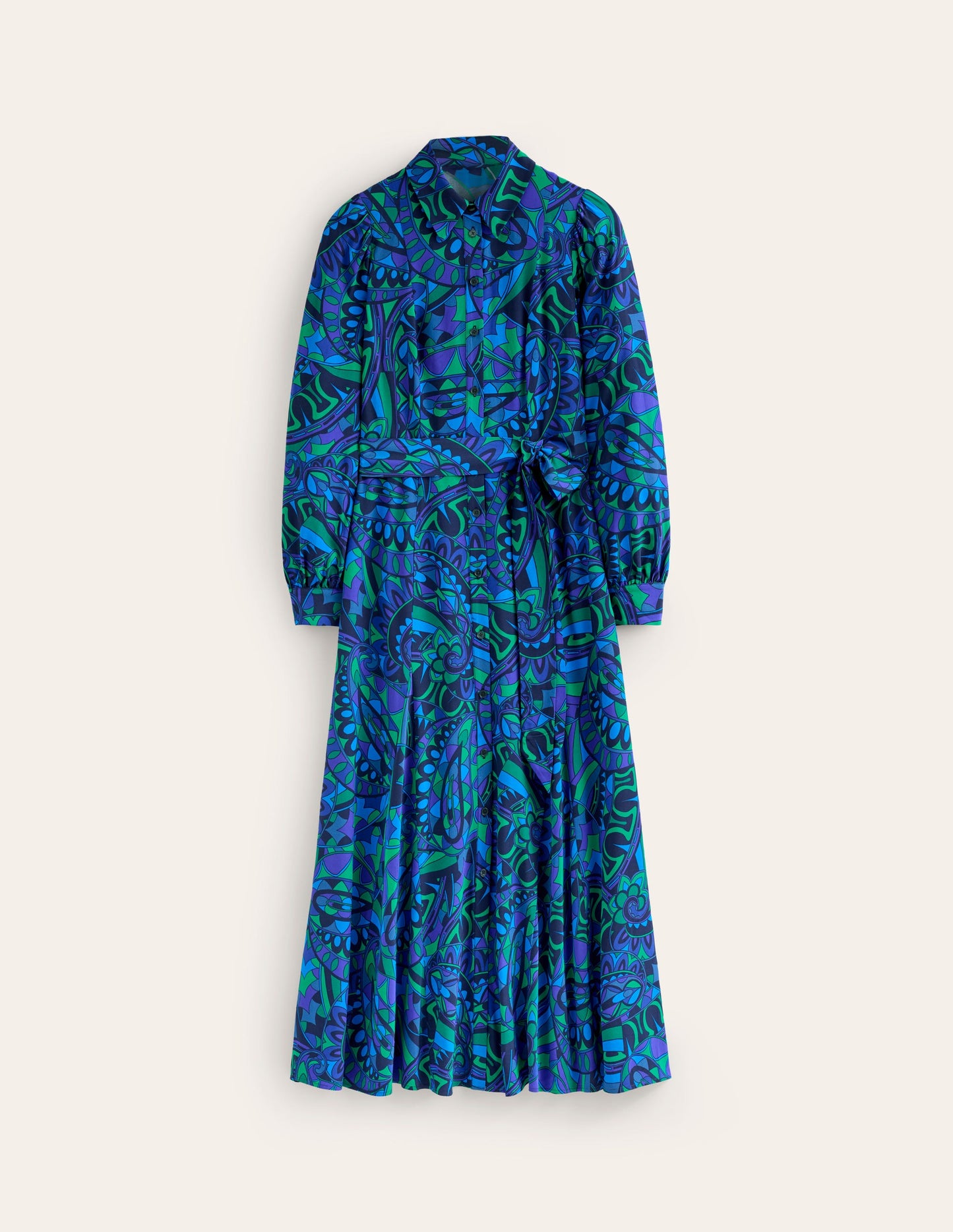 Martha Maxi-Hemdblusenkleid mit Godet-Rock-Astro Green/Skipper Fun Stripe