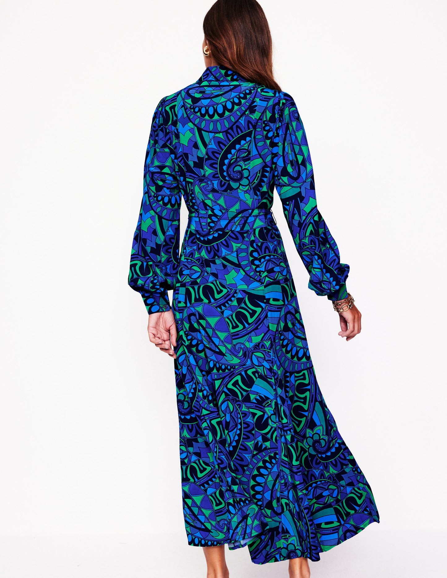Martha Maxi-Hemdblusenkleid mit Godet-Rock-Astro Green/Skipper Fun Stripe