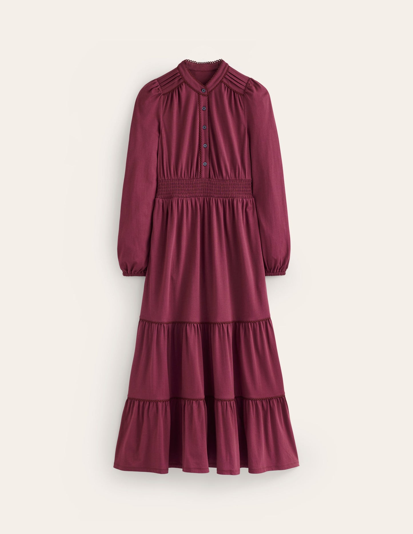 Gestuftes Midikleid mit geraffter Taille-Dunkelviolett