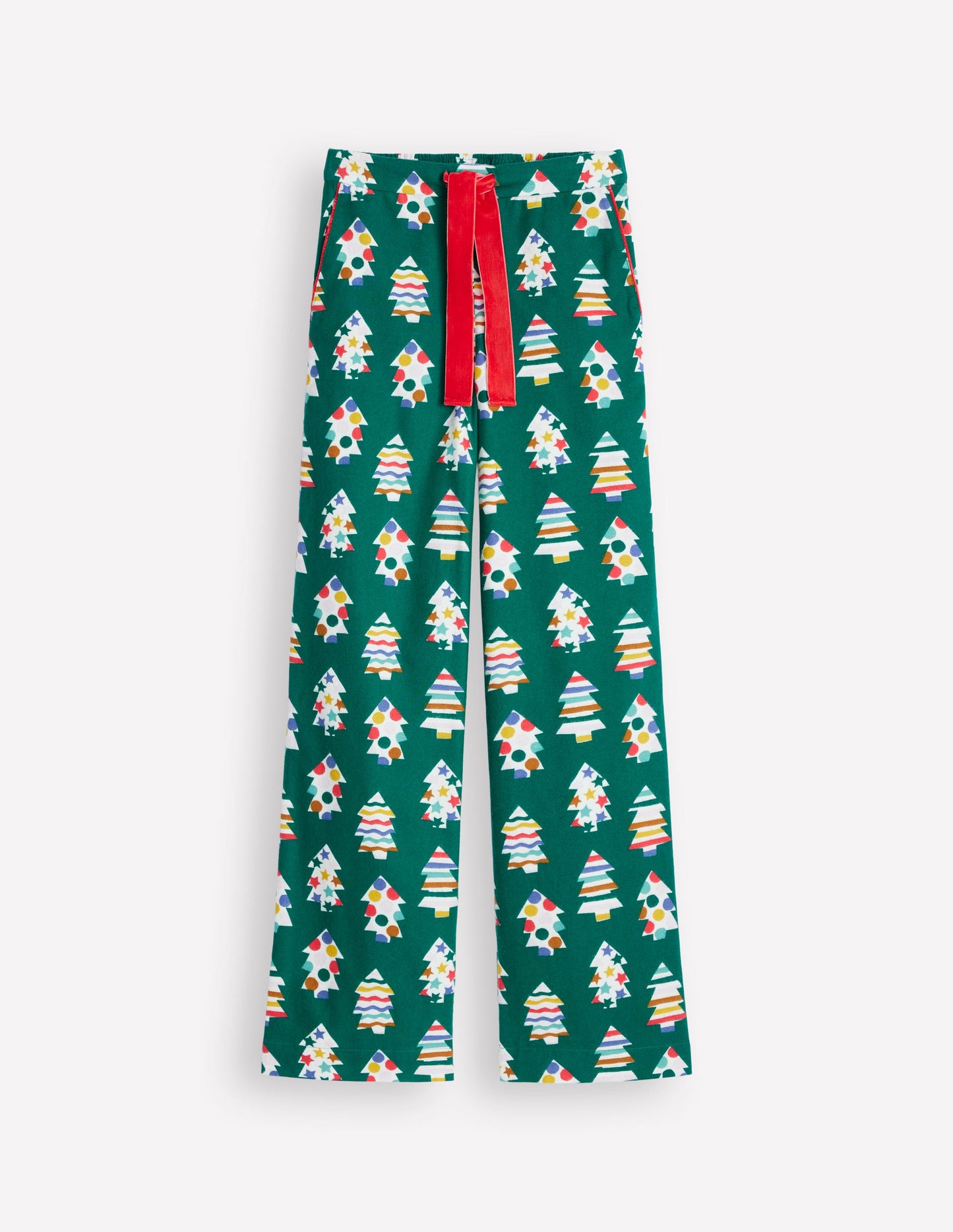 Schlafanzughose aus gebürsteter Baumwolle-Malachit, Weihnachtsbäume