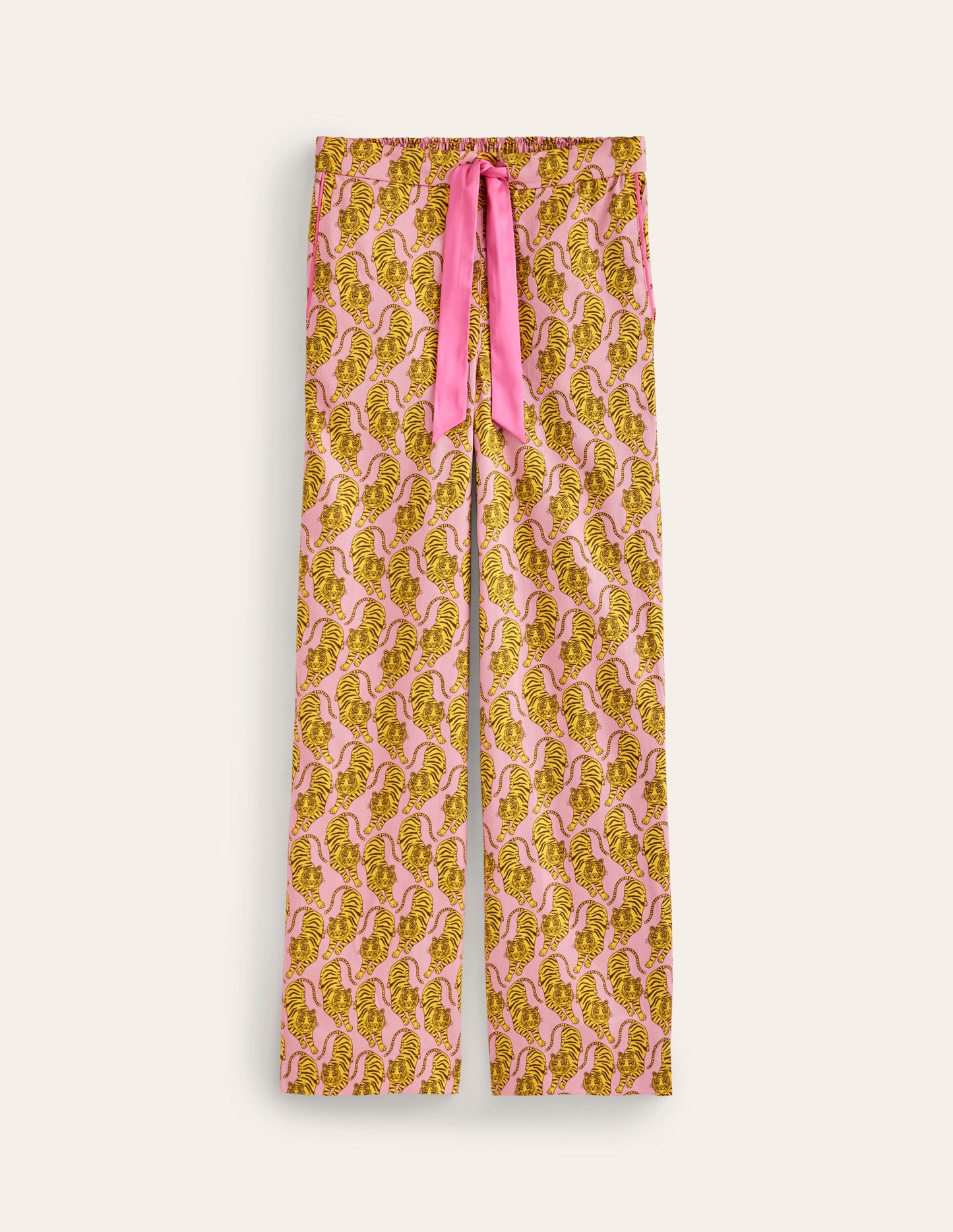 Schlafanzughose aus Baumwollsatin-Rosetta-Pink und Amazonasgrün