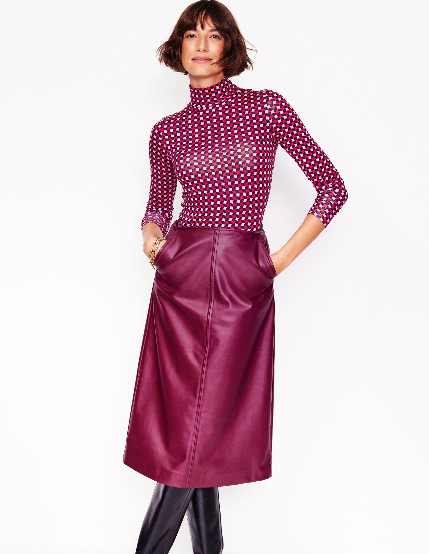 Polly Jersey-Oberteil-Rubin, Abstrakter Diamant