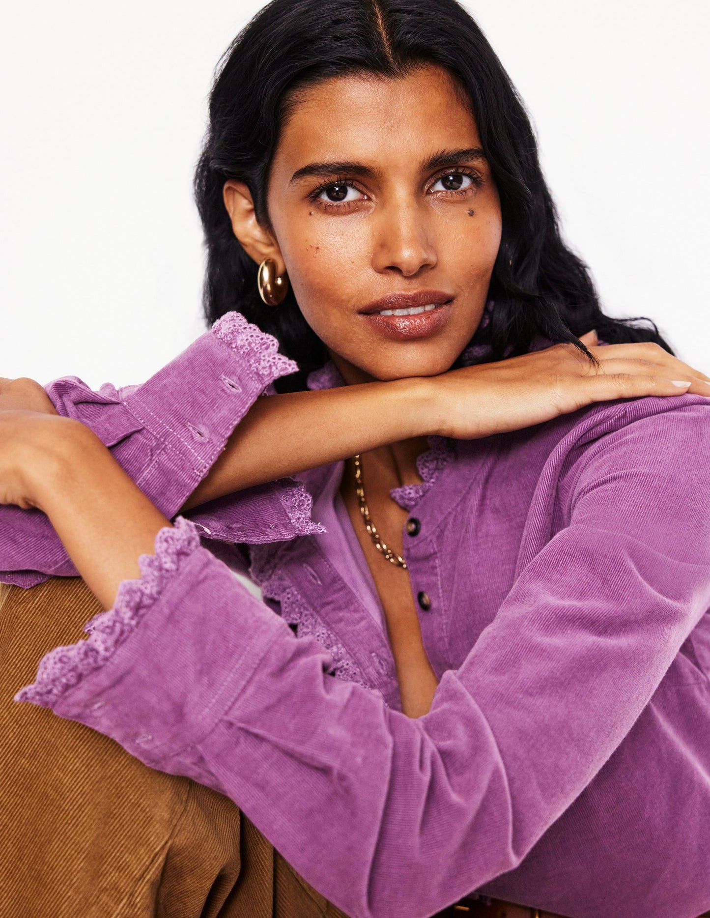 Chemise Phoebe en velours côtelé-Violet mûrier sauvage