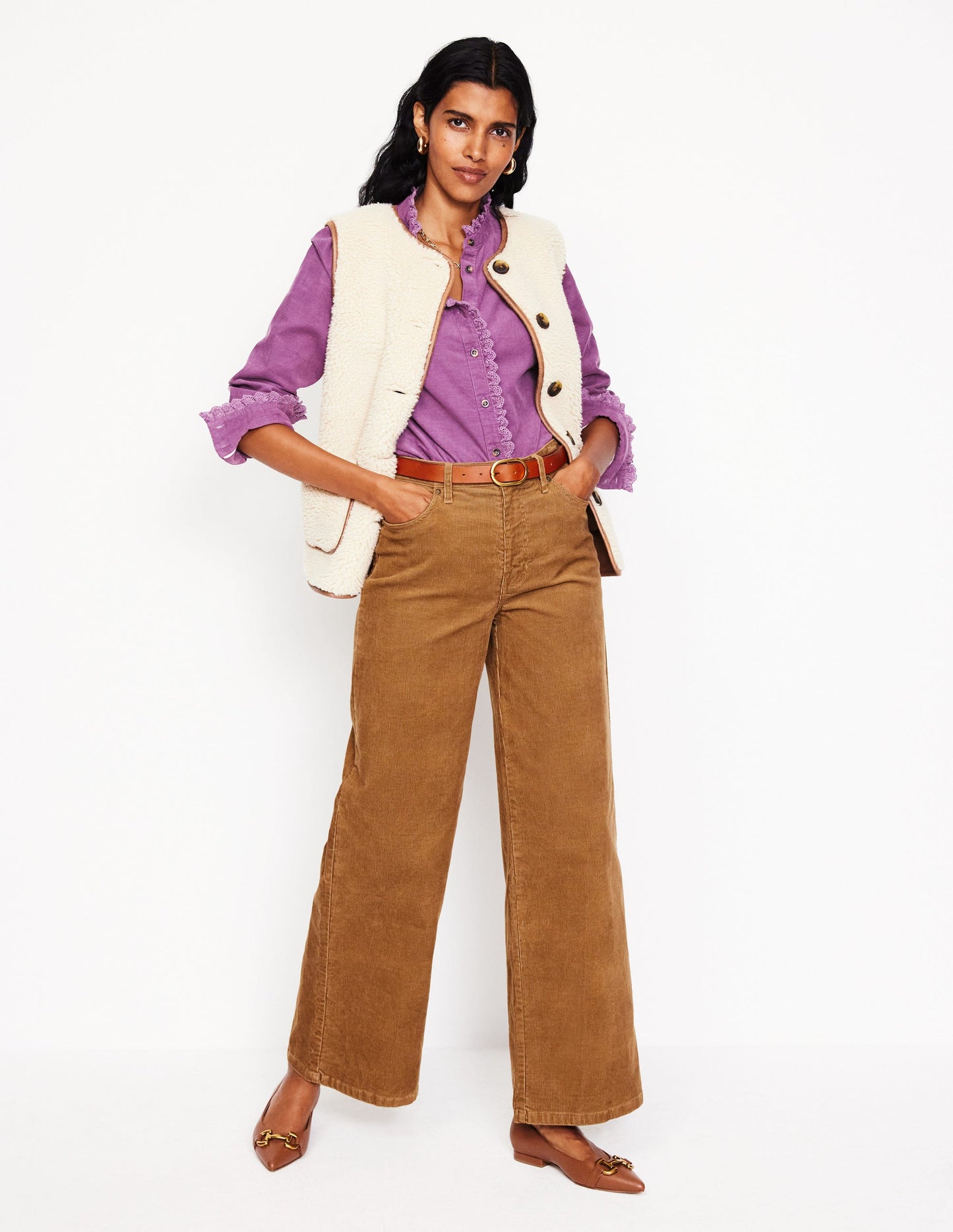 Chemise Phoebe en velours côtelé-Violet mûrier sauvage