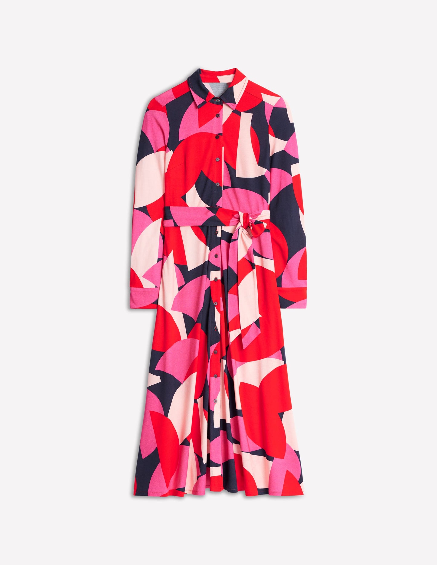 Robe-chemise Marcia en jersey-Rouge coquelicot, motif Geometric Shuffle