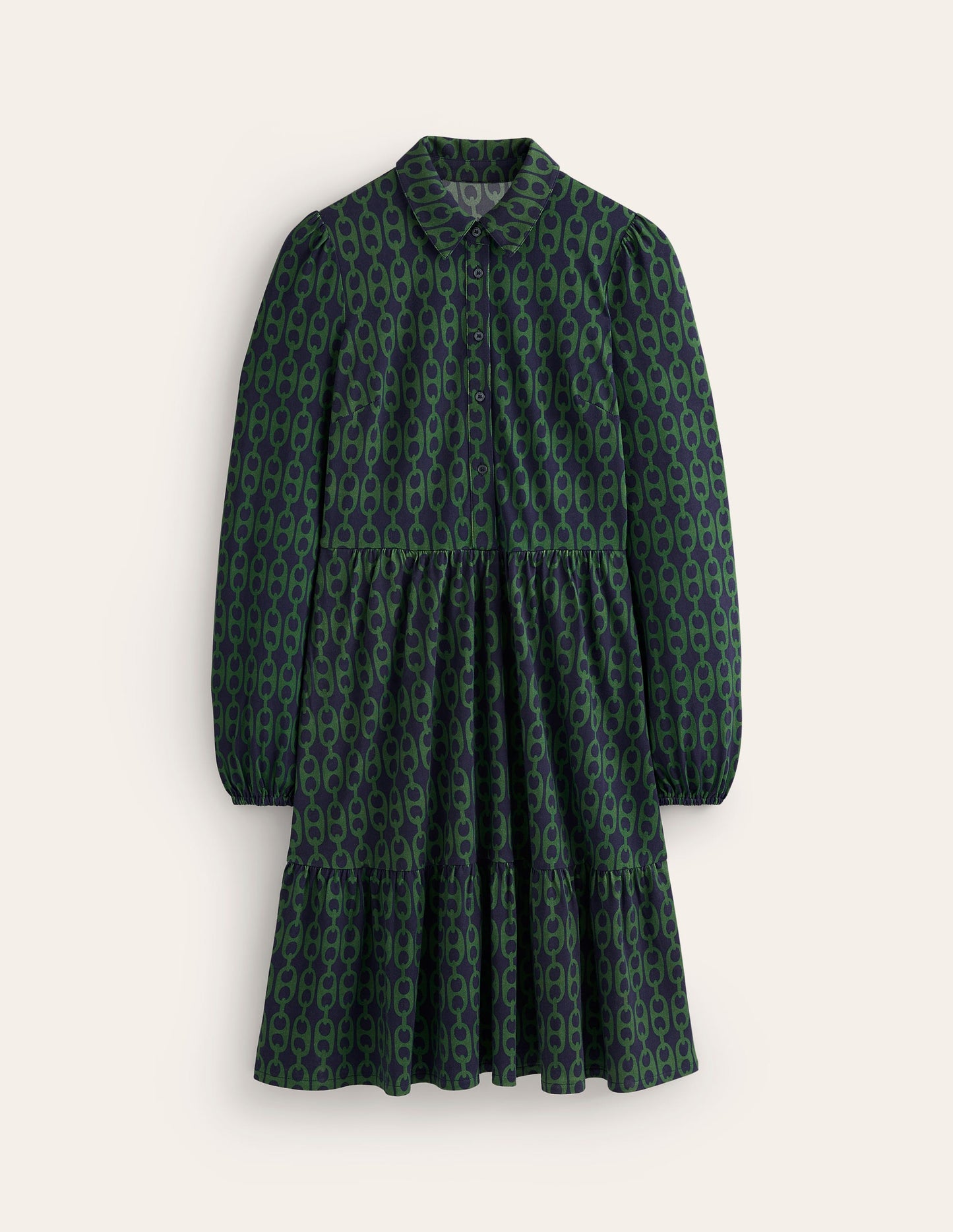 Robe Jemima en jersey à volants-Pin, motif Geo Chain