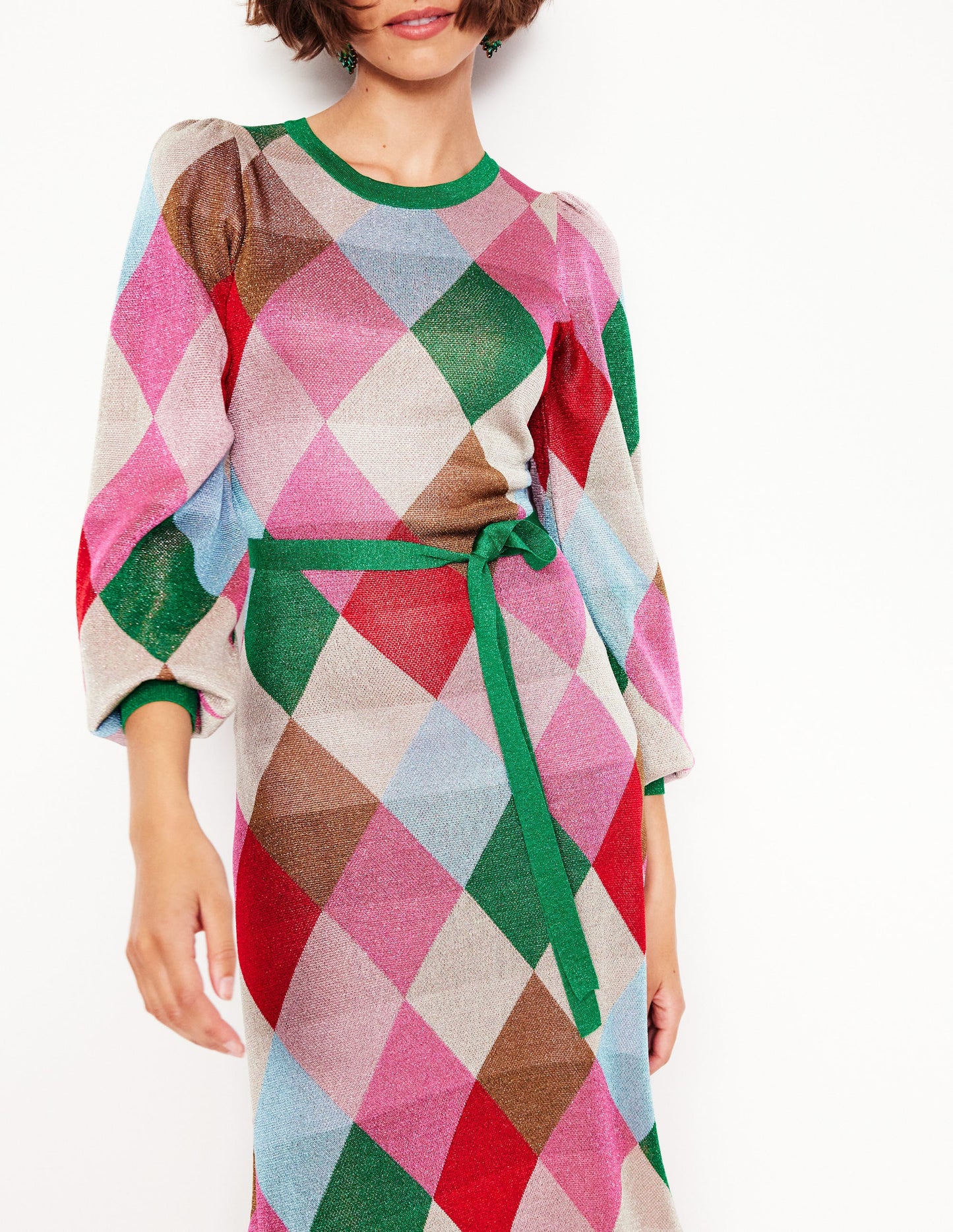 Robe en jacquard métallisé-Multi, losanges