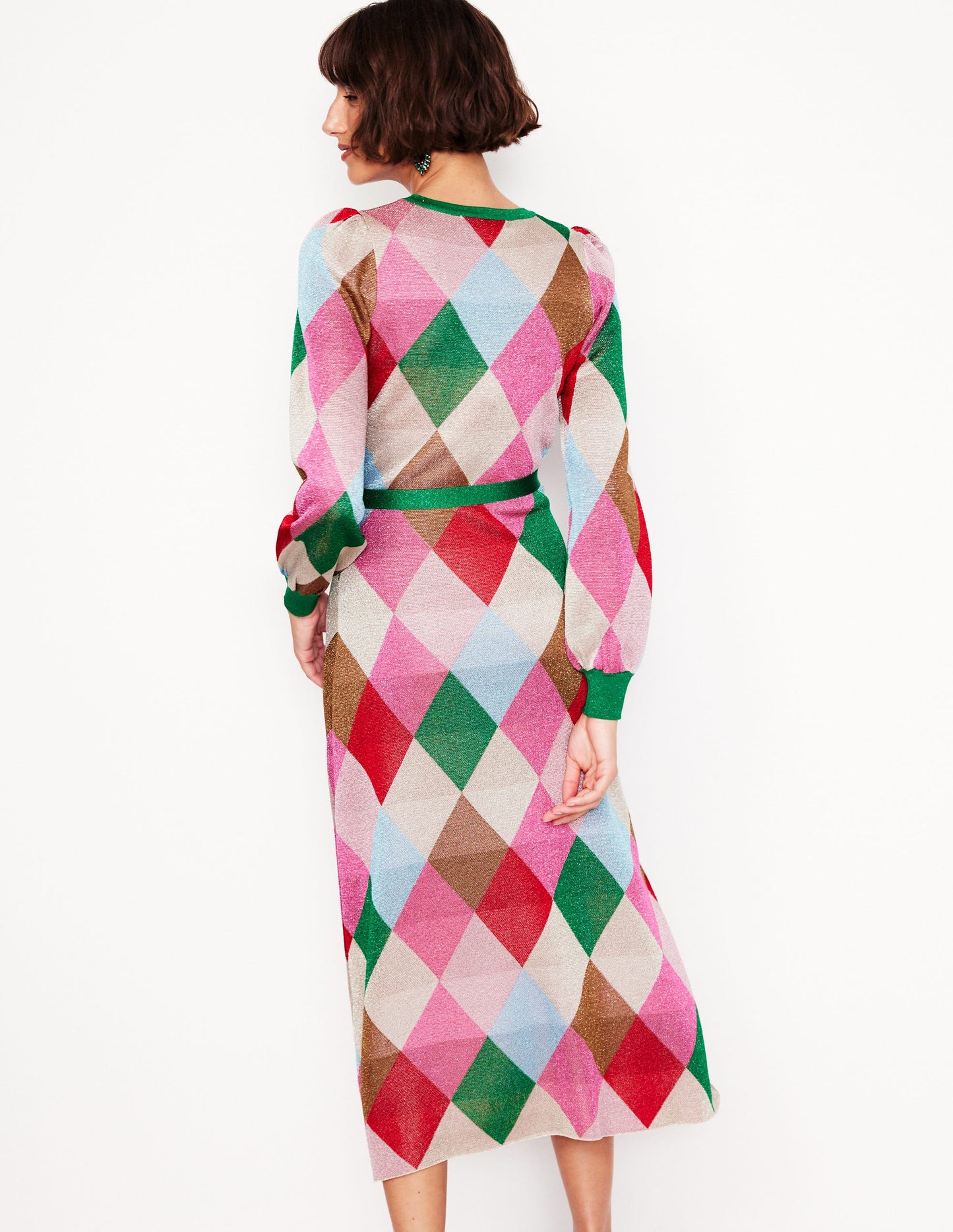 Robe en jacquard métallisé-Multi, losanges