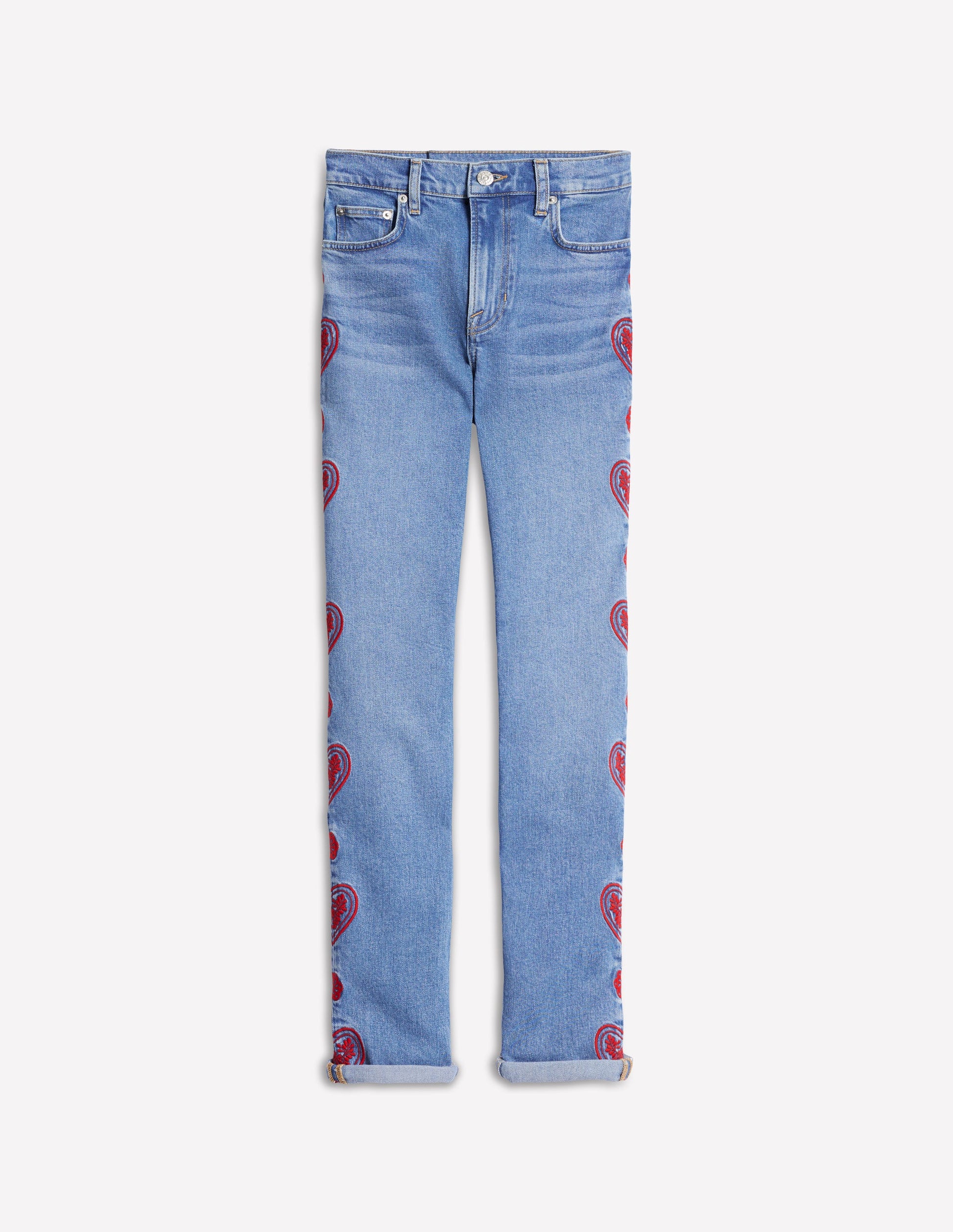 Jean girlfriend-Broderie cœur-2