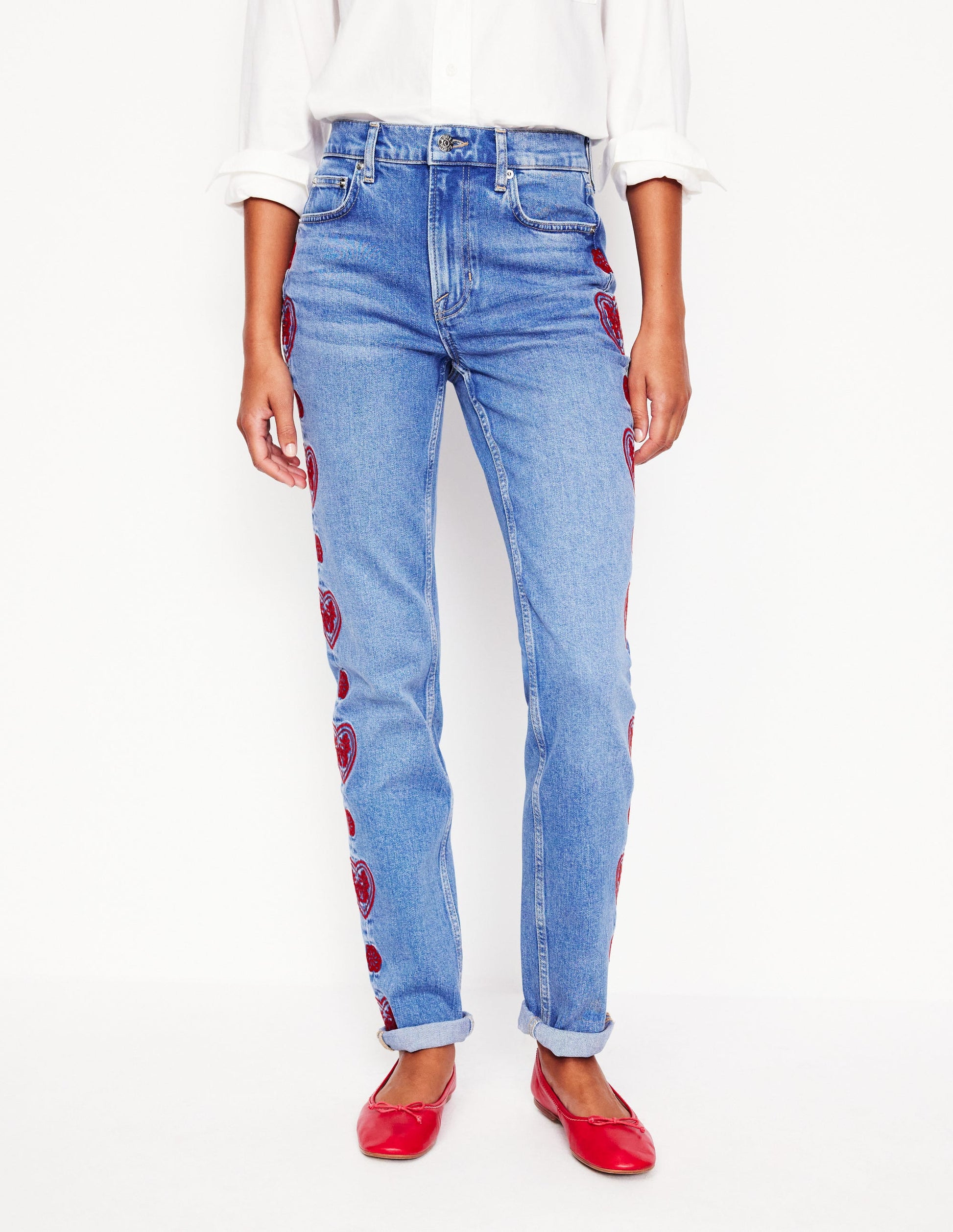 Jean girlfriend-Broderie cœur-5
