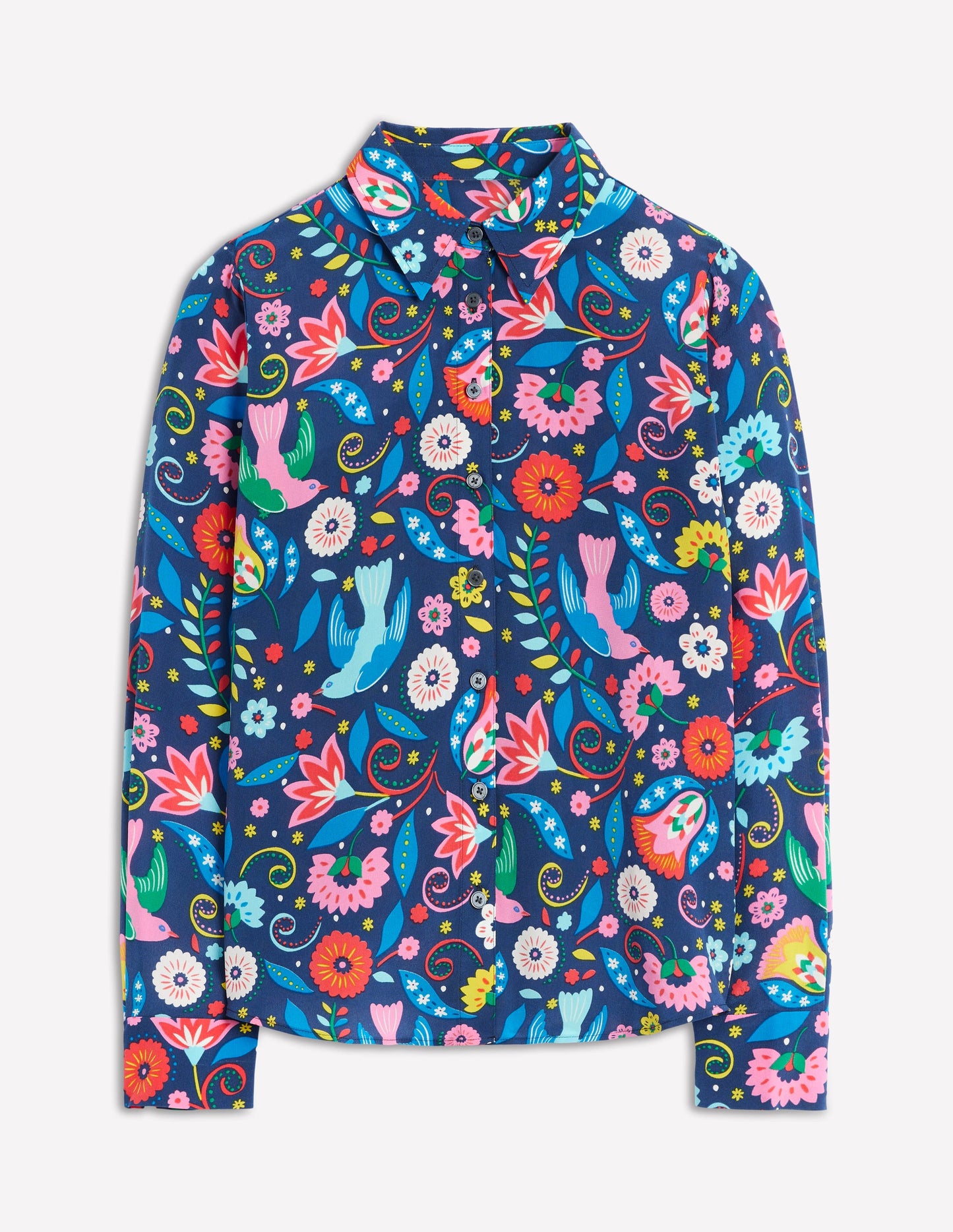 Sienna Seidenhemd-Französisches Marineblau, Ziergarten