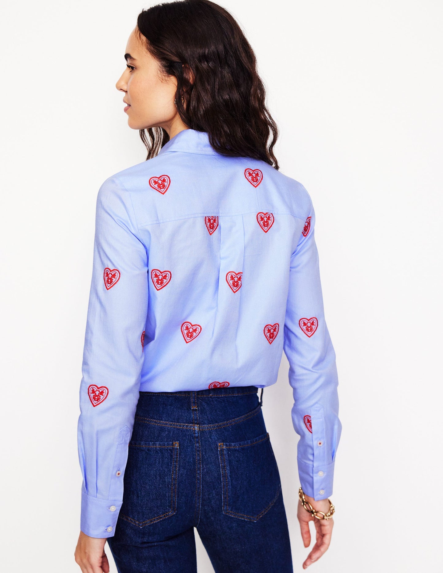 Sienna Baumwollhemd-Oxford-Blau, Herzen
