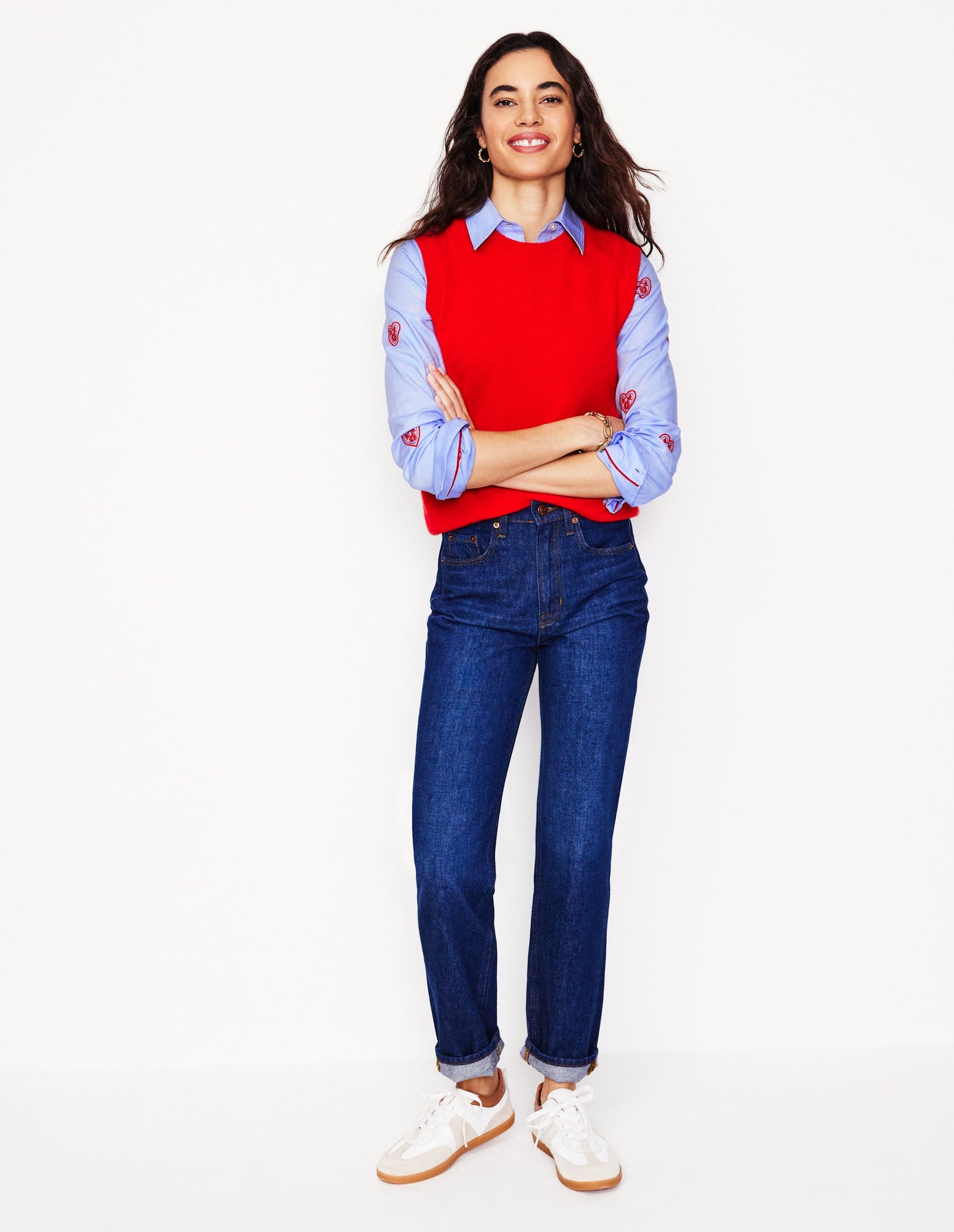 Sienna Baumwollhemd-Oxford-Blau, Herzen