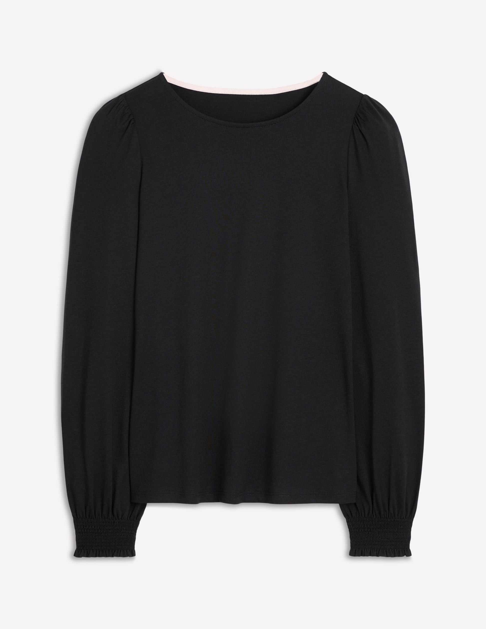 Smocked Cuff Supersoft Top-Black-4