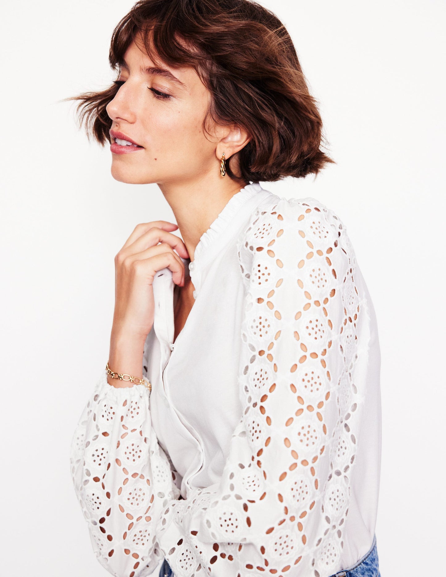 Eden Bluse mit Lochstickerei-Weiß