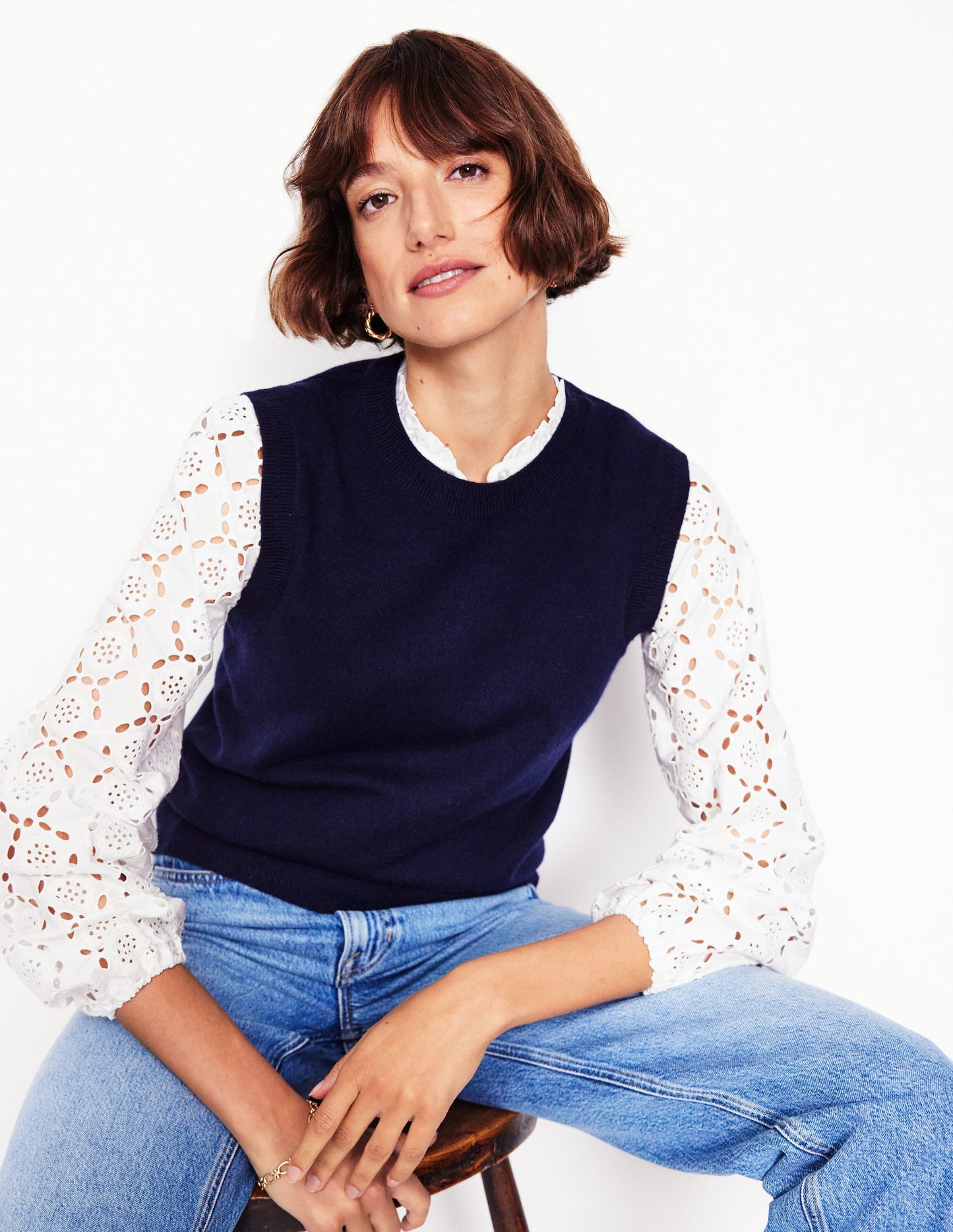 Eden Bluse mit Lochstickerei-Weiß